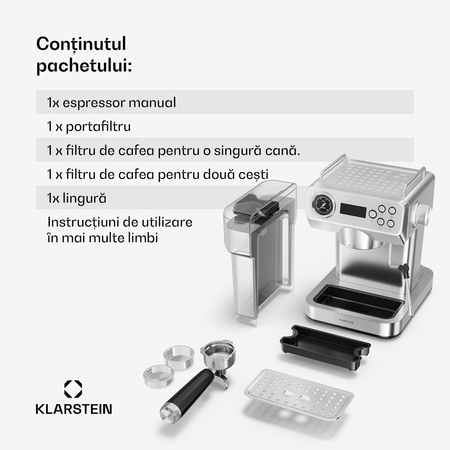 Espressorul manual Libeica Evo | 1360 W | 20 bari | 1,3 l | Include dispozitiv de spumare a laptelui 