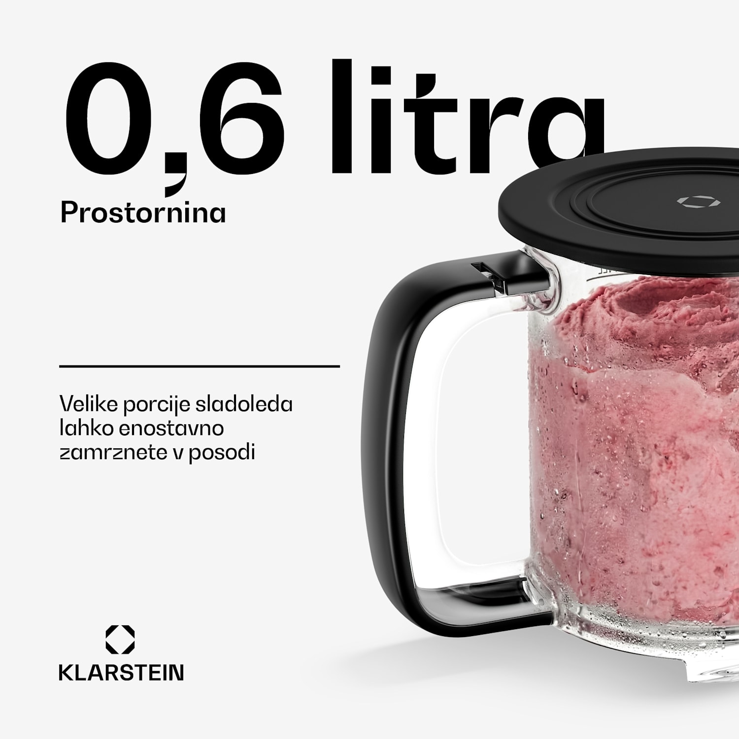Velaire Posoda za sladoled | 0,6 litra | Tritan | trpežna | silikonski pokrov | primerna za pomivanje v pomivalnem stroju 