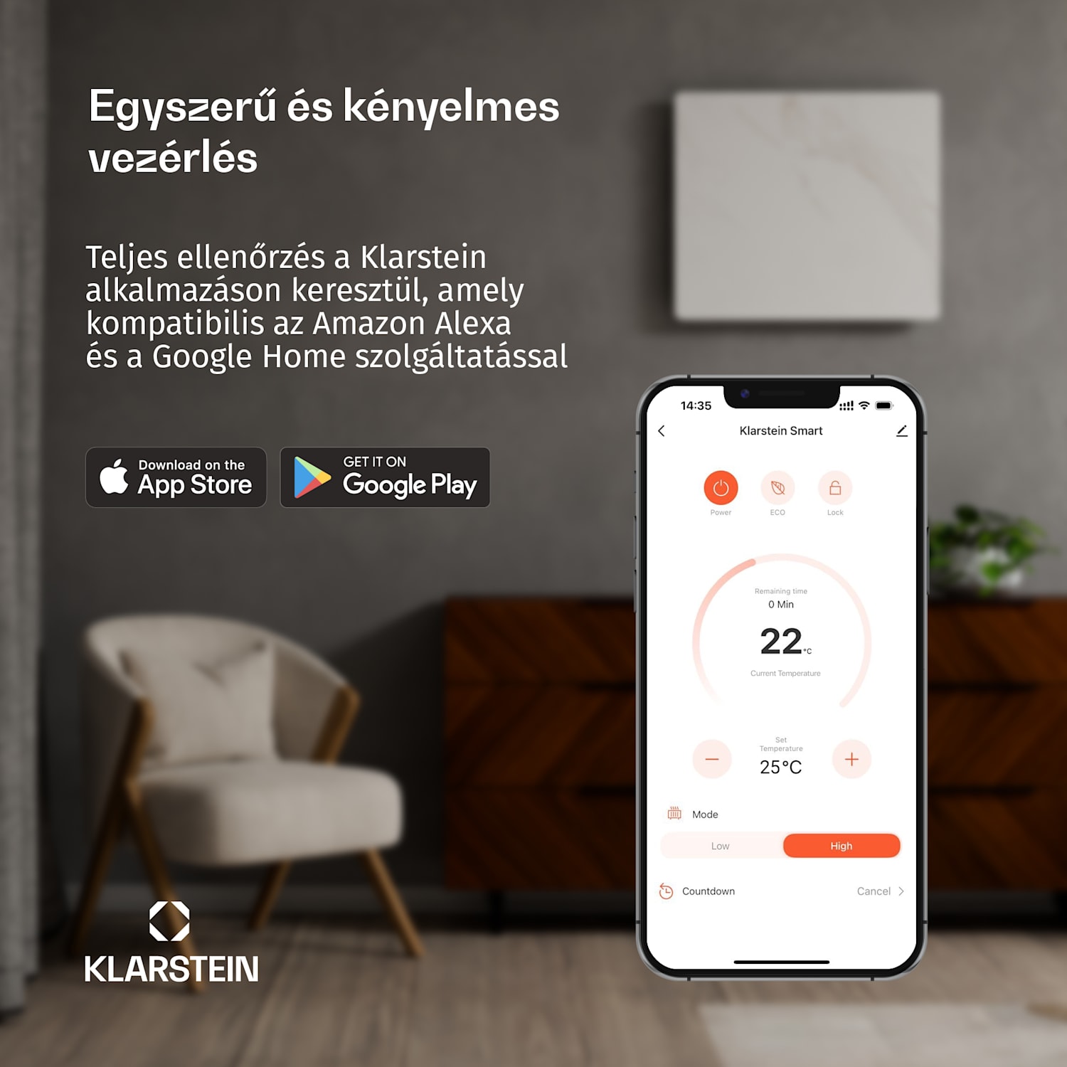 EchoFlame Smart falra szerelhető elektromos kandalló | 127 cm | 1800 W | 2 fűtési üzemmód | 12 szín | Fekete 127 x 44 x 20 cm