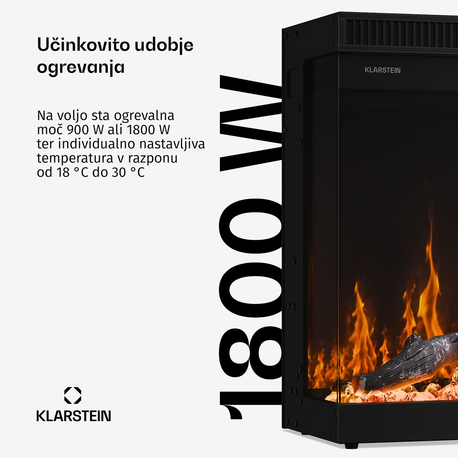 EchoFlame Smart stenski električni kamin | 127 cm | 1800 W | 2 načina ogrevanja | 12 barv | Črn 127 x 44 x 20 cm