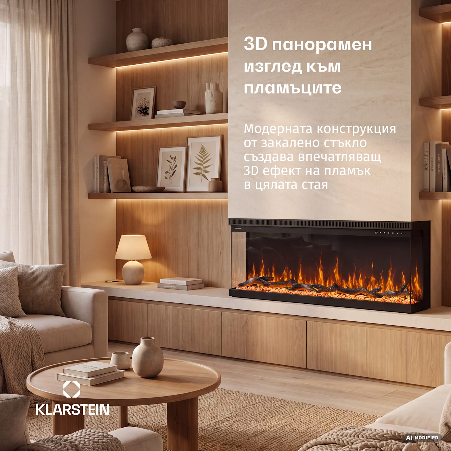 EchoFlame Smart – стенна електрическа камина | 152 см | 1800 W | 2 режима на отопление | 12 цвята | Черна 152 x 44 x 20 cm