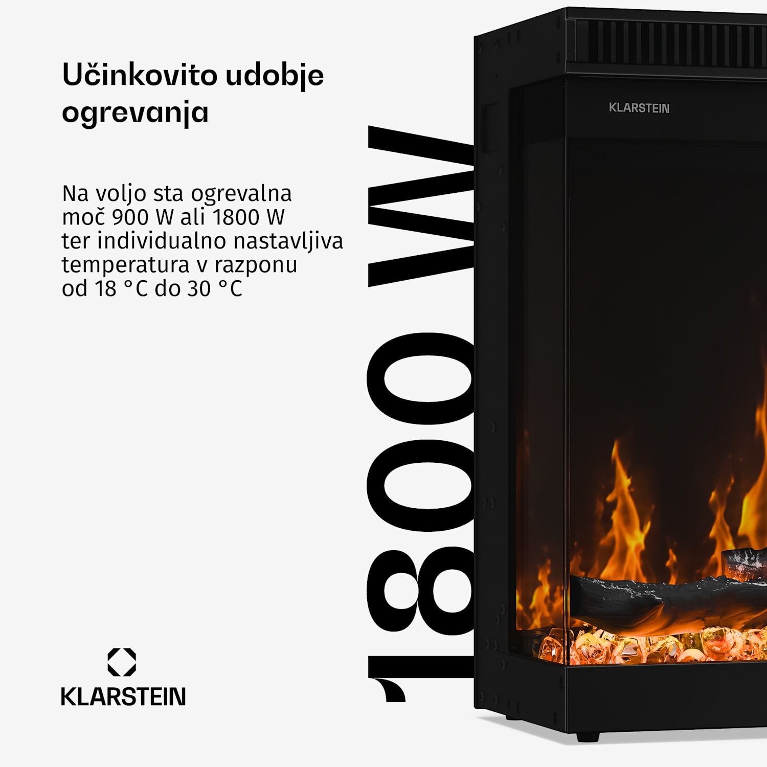 EchoFlame Smart stenski električni kamin | 152 cm | 1800 W | 2 načina ogrevanja | 12 barv | Črn 152 x 44 x 20 cm