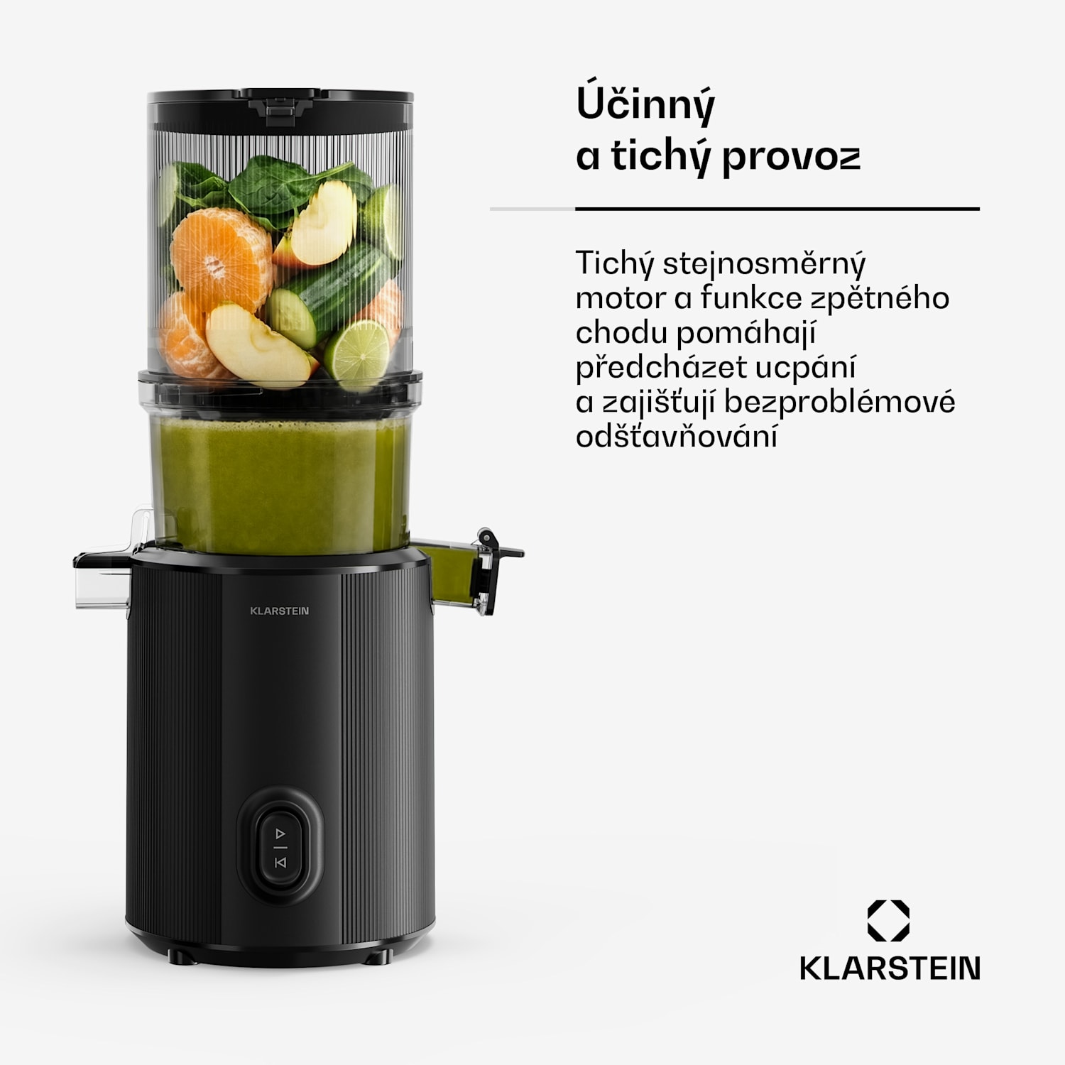 Odšťavňovač Wavyn s technologií lisování za studena | 300 W | Funkce zpětného chodu | Výkonný | Plnicí otvor o šířce 130 mm 