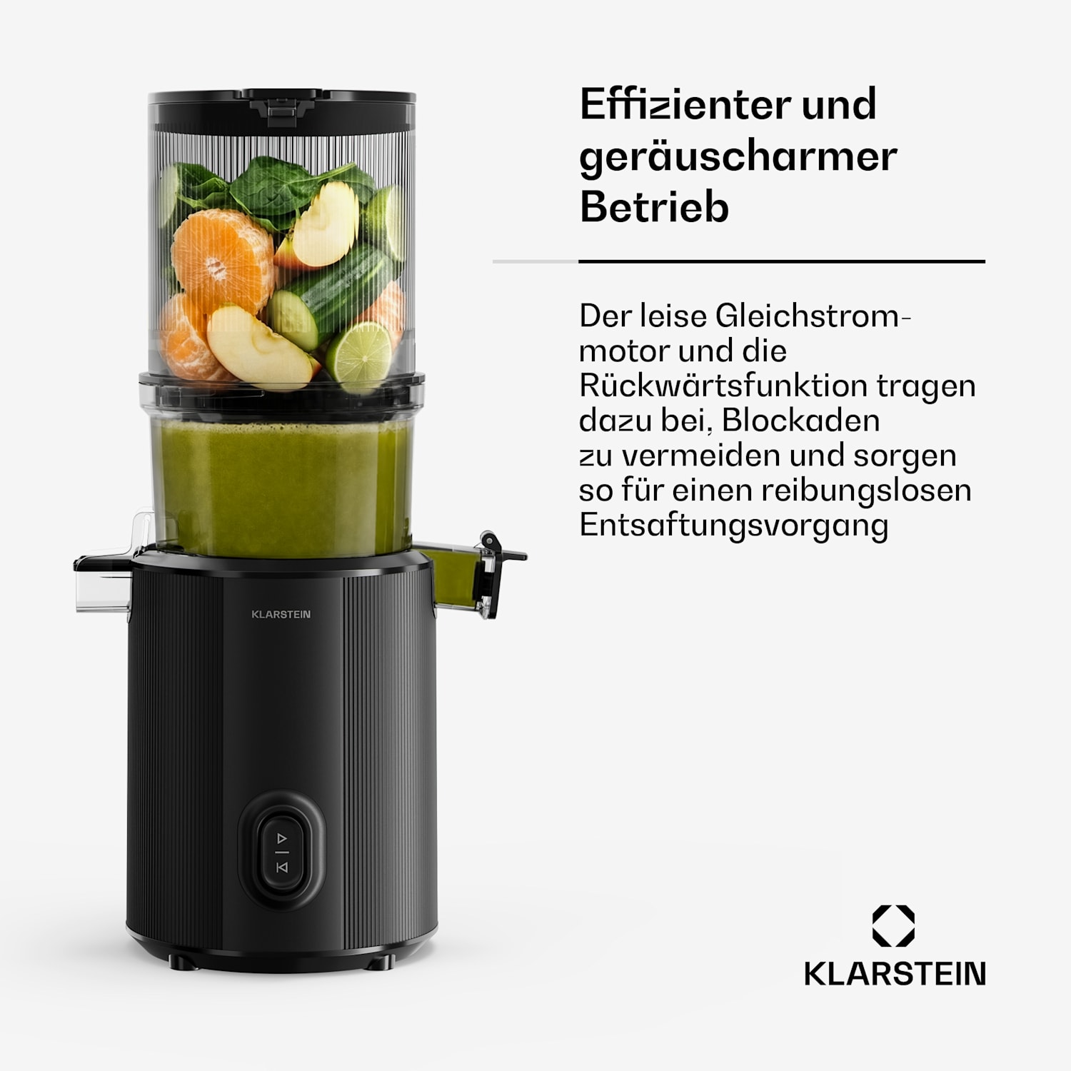 Wavyn Kaltpress-Entsafter | 300 W | Rücklauf-Funktion | Leistungsstark | 130 mm breiter Einfüllschacht 
