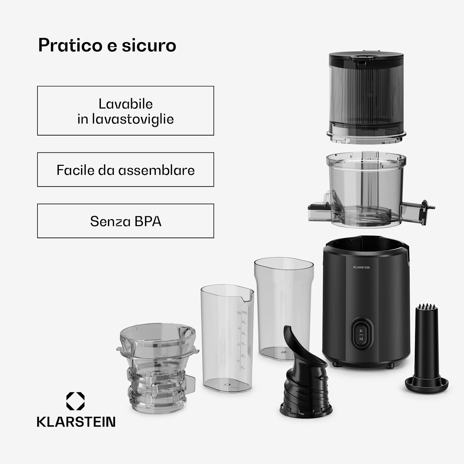Wavyn - Estrattore di succo a freddo | 300 W | Funzione a rotazione inversa | Potente | Imboccatura larga 130 mm 