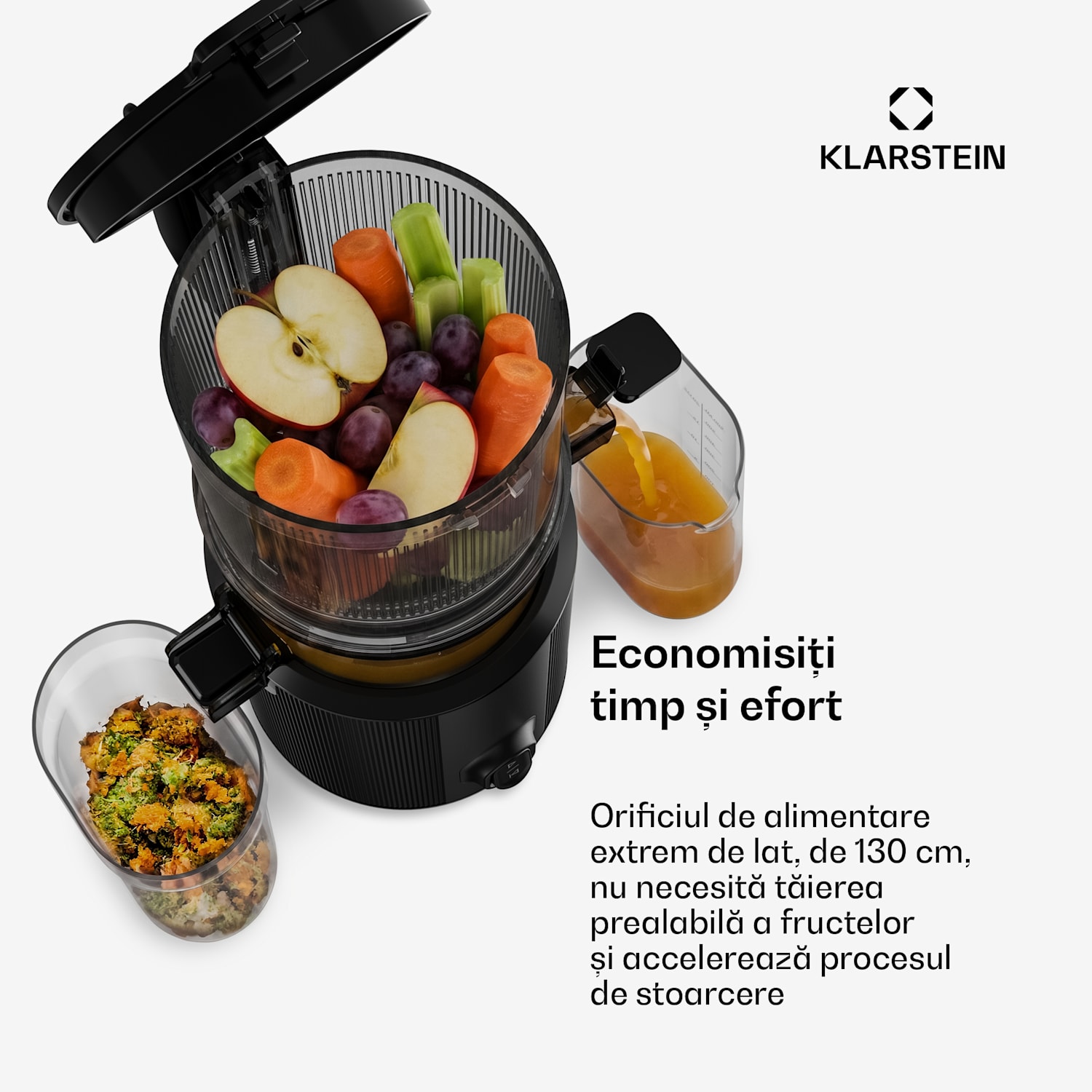 Storcător Wavyn cu presare la rece | 300 W | Funcție de inversare a sensului de rotație | Puternic | Orificiu de alimentare cu lățimea de 130 mm 