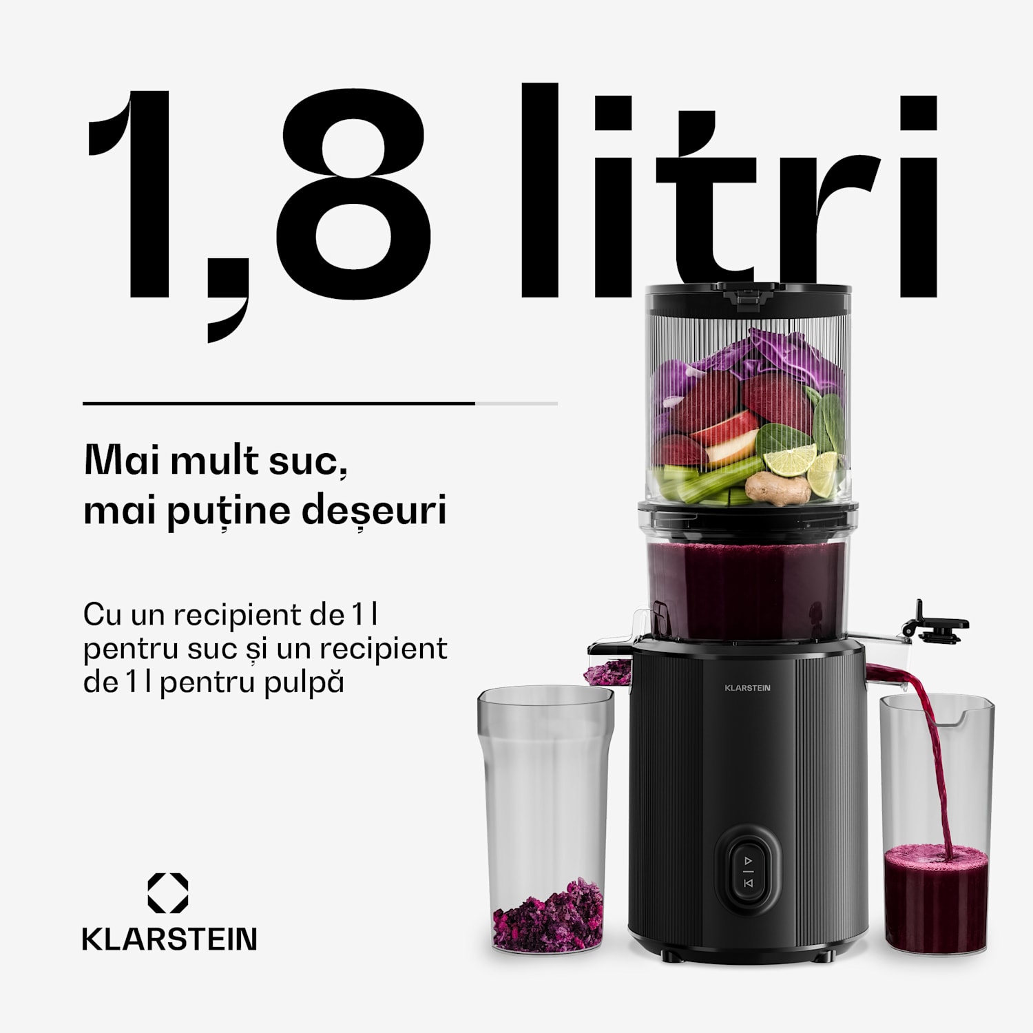 Storcător Wavyn cu presare la rece | 300 W | Funcție de inversare a sensului de rotație | Puternic | Orificiu de alimentare cu lățimea de 130 mm 