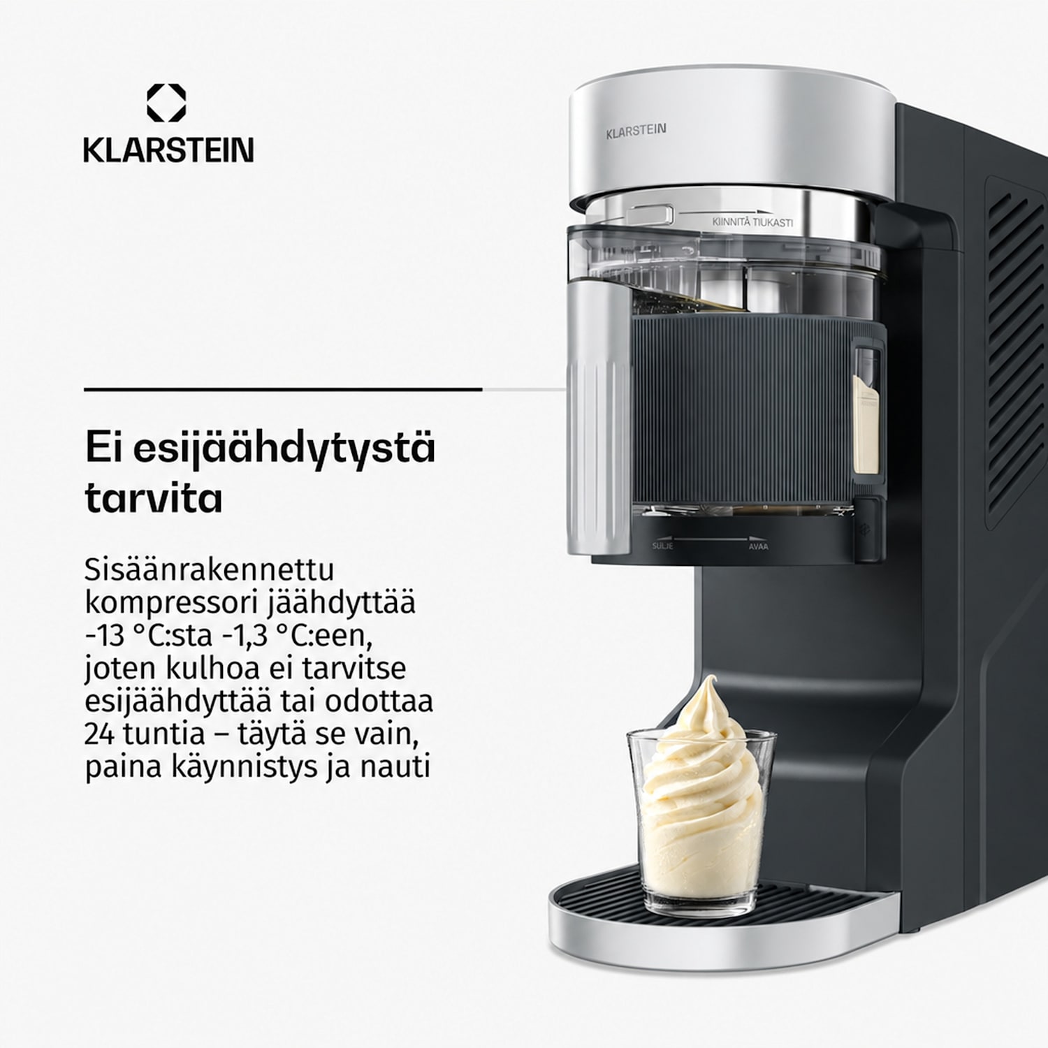 VertiFrost-jäätelökone kompressorilla | 1,2 l | 160 W | Kosketusohjaus | 7 tilaa 