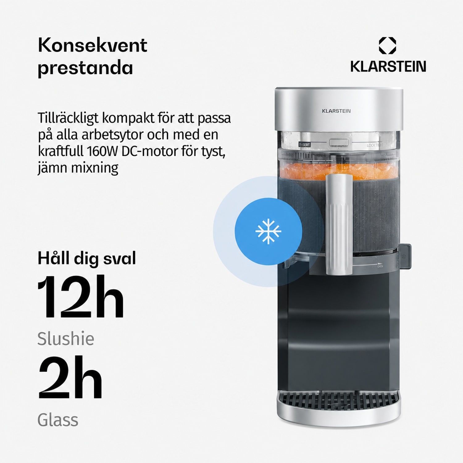 VertiFrost glassmaskin med kompressor | 1,2 l | 160 W | touchkontroll | 7 lägen 