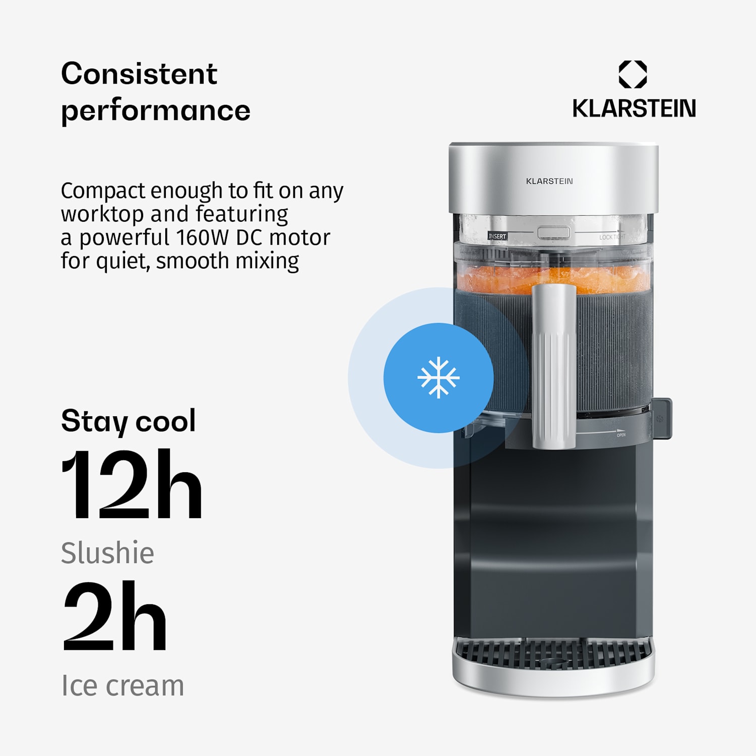 Máquina de gelados com compressor VertiFrost | 1,2 l | 160 W | Controlo touch | 7 Modos 