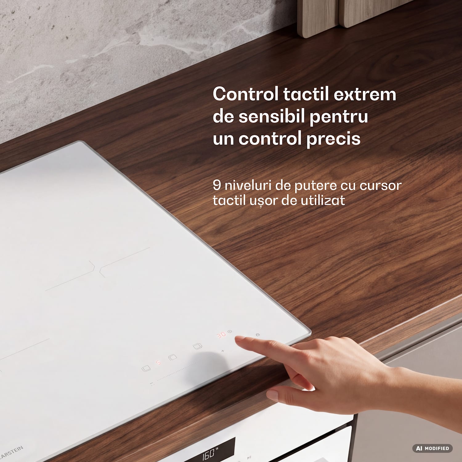 Plită cu inducție Velaire | elegantă, minimalistă, compactă | 3 zone de gătit | 5500 W | 45 cm< 45 cm | Alb