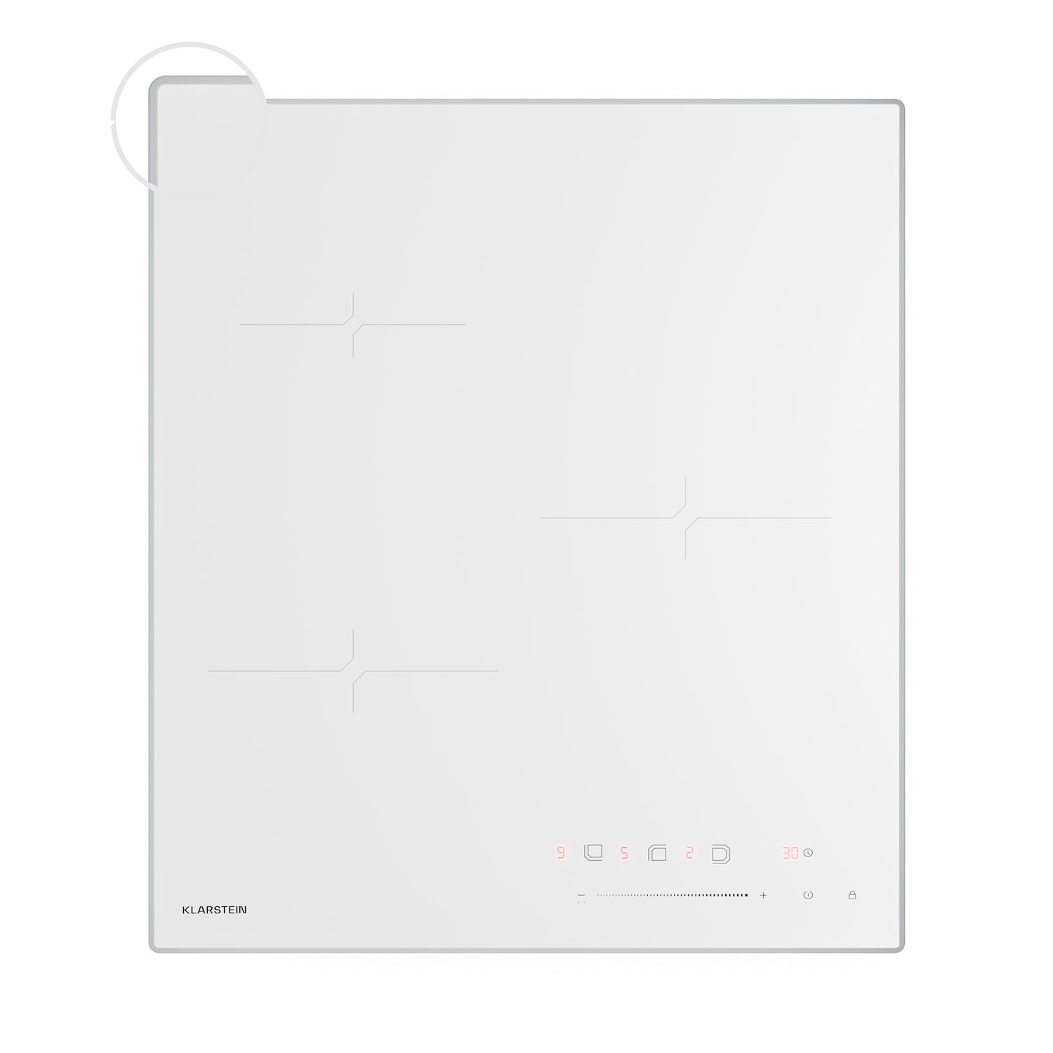 Velaire placa de indução | Elegante, minimalista, economizadora de espaço | 3 zonas de cozedura | 5500 W | 45 cm 45 cm | Branco