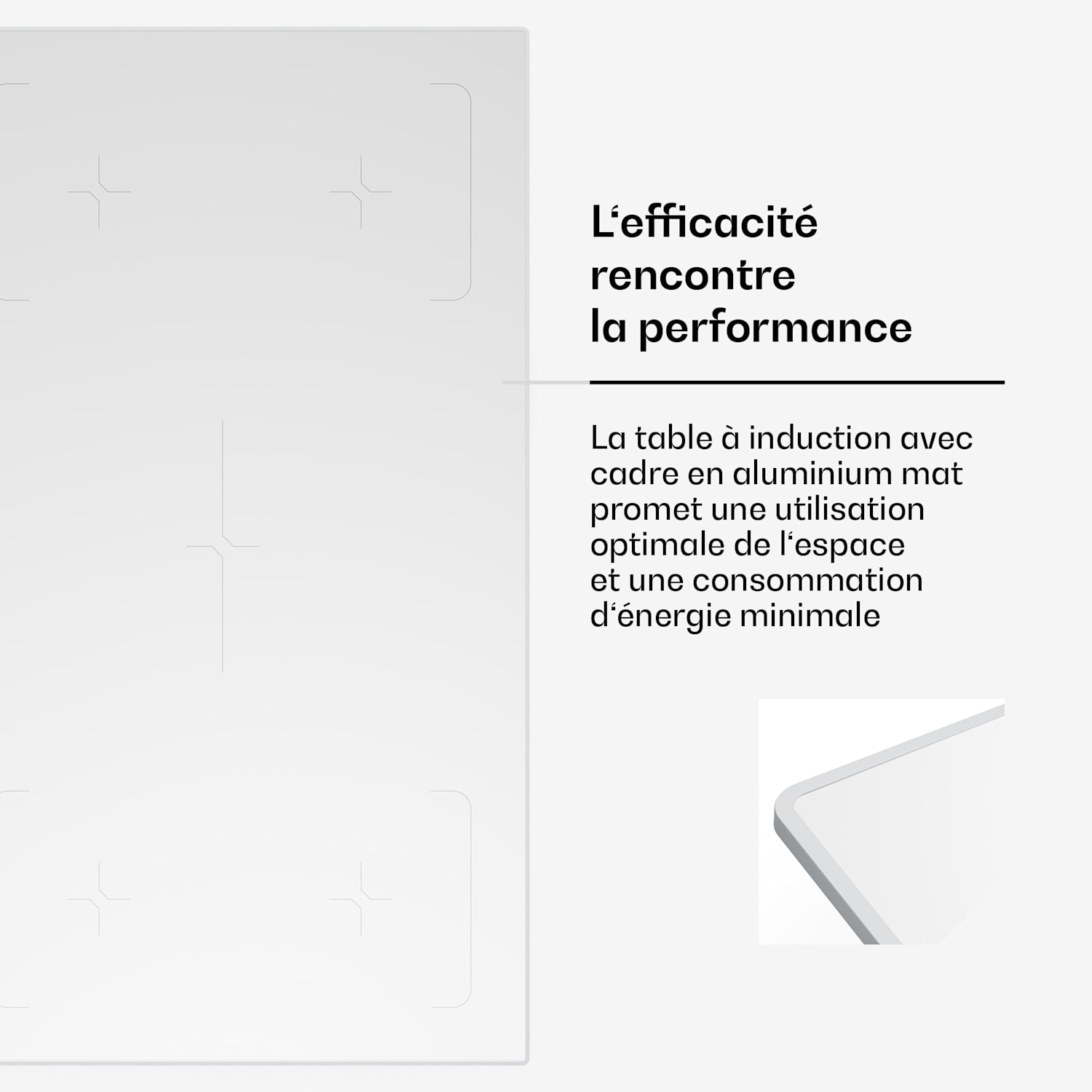 Velaire Table de cuisson à induction | Élégante, minimaliste, puissante | 5 zones de cuisson | 7200 W | 90 cm 90 cm | Blanc