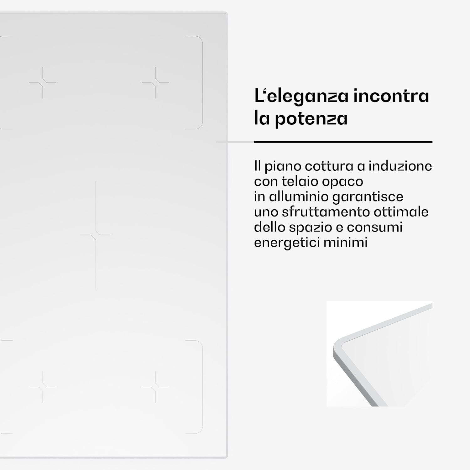Velaire - Piano cottura a induzione | Elegante, minimalista, potente | 5 zone di cottura | 7200 W | 90 cm 90 cm | Bianco