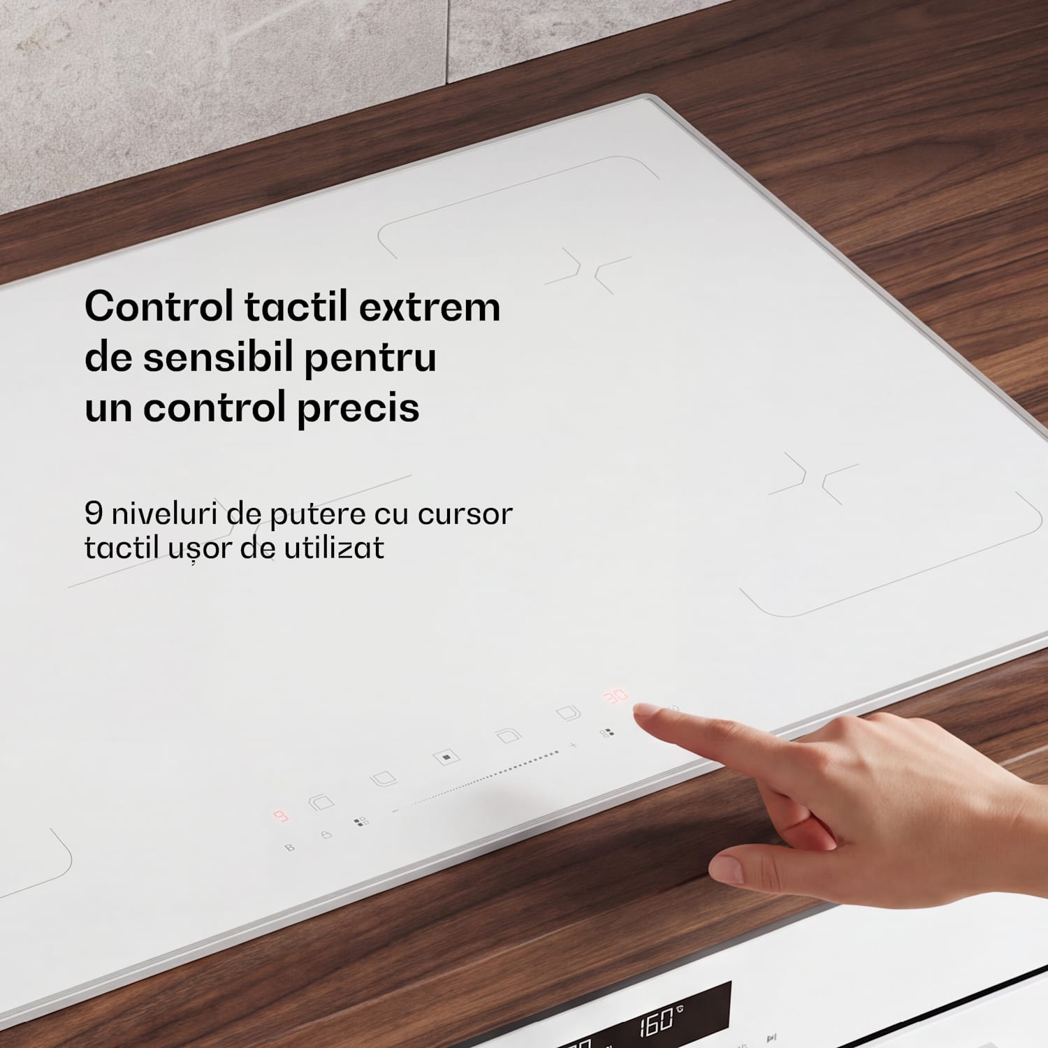 Plită cu inducție Velaire | elegantă, minimalistă, puternică | 5 zone de gătit | 7200 W | 90 cm 90 cm | Alb