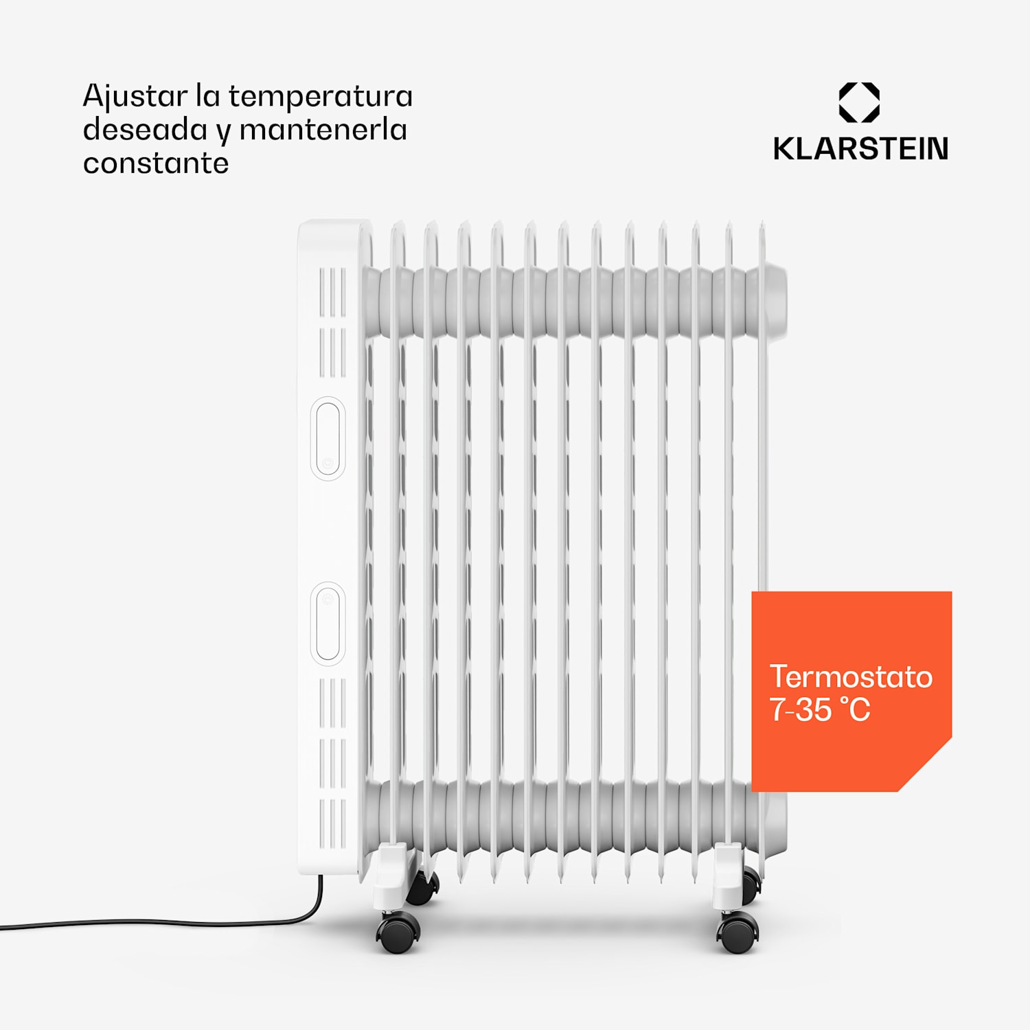 Thermaxx radiador de aceite | 2500 W | 25 m² | 3 modos | de 7 a 35 °C | 44 cm x 64 cm Blanco