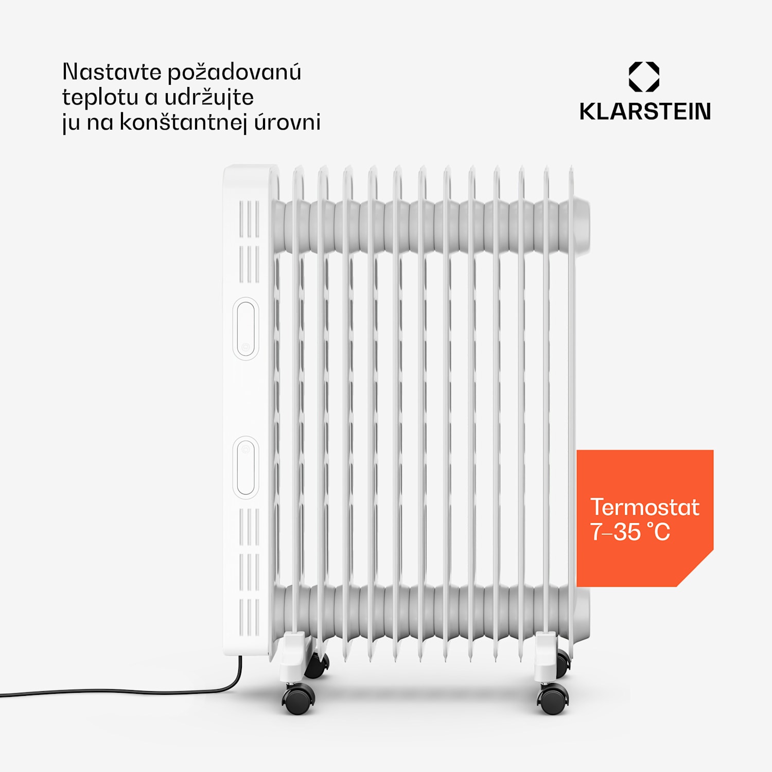Thermaxx olejový radiátor | 2500 W | 25 m² | 3 režimy | 7 až 35 °C | 44 cm x 64 cm Biela