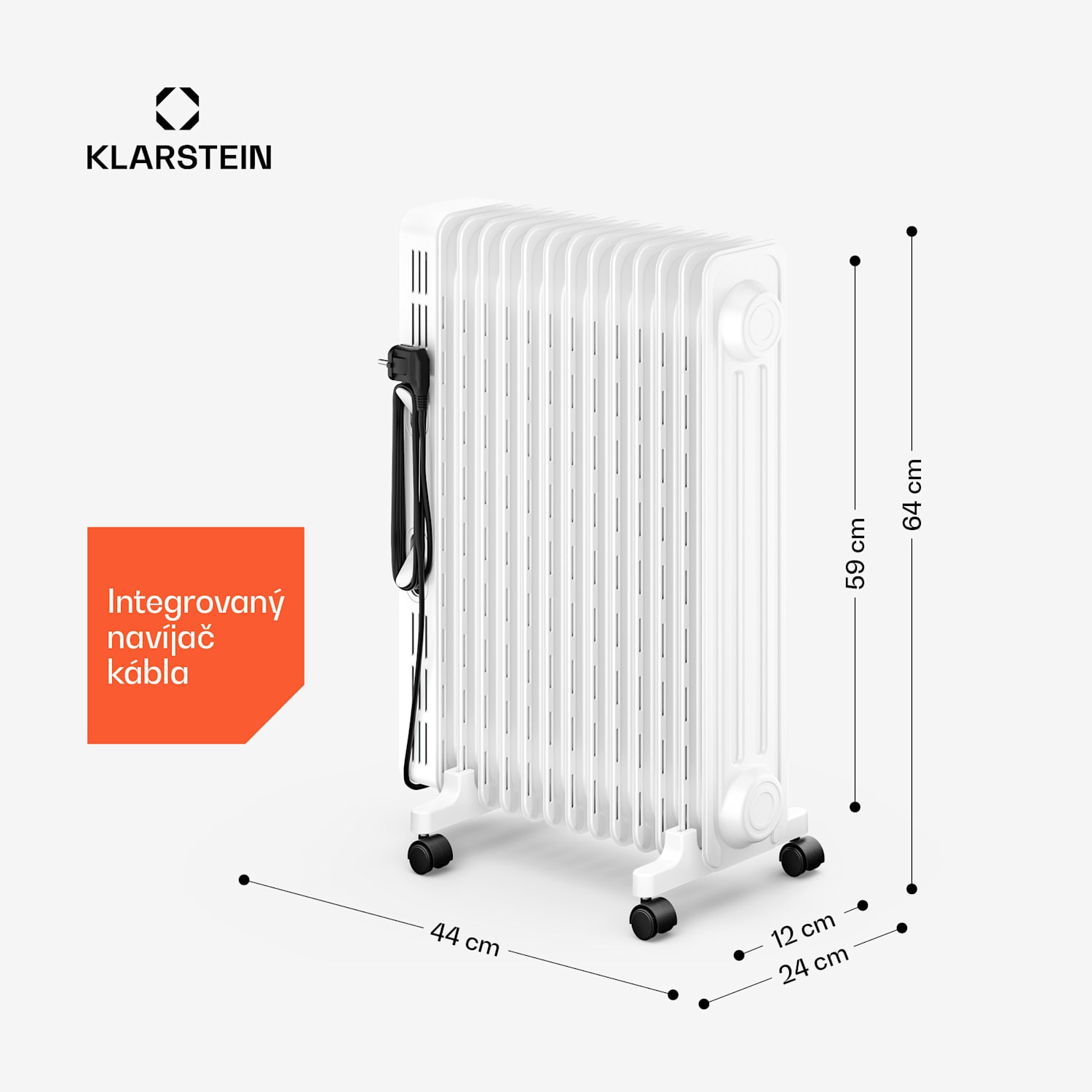 Thermaxx olejový radiátor | 2500 W | 25 m² | 3 režimy | 7 až 35 °C | 44 cm x 64 cm Biela