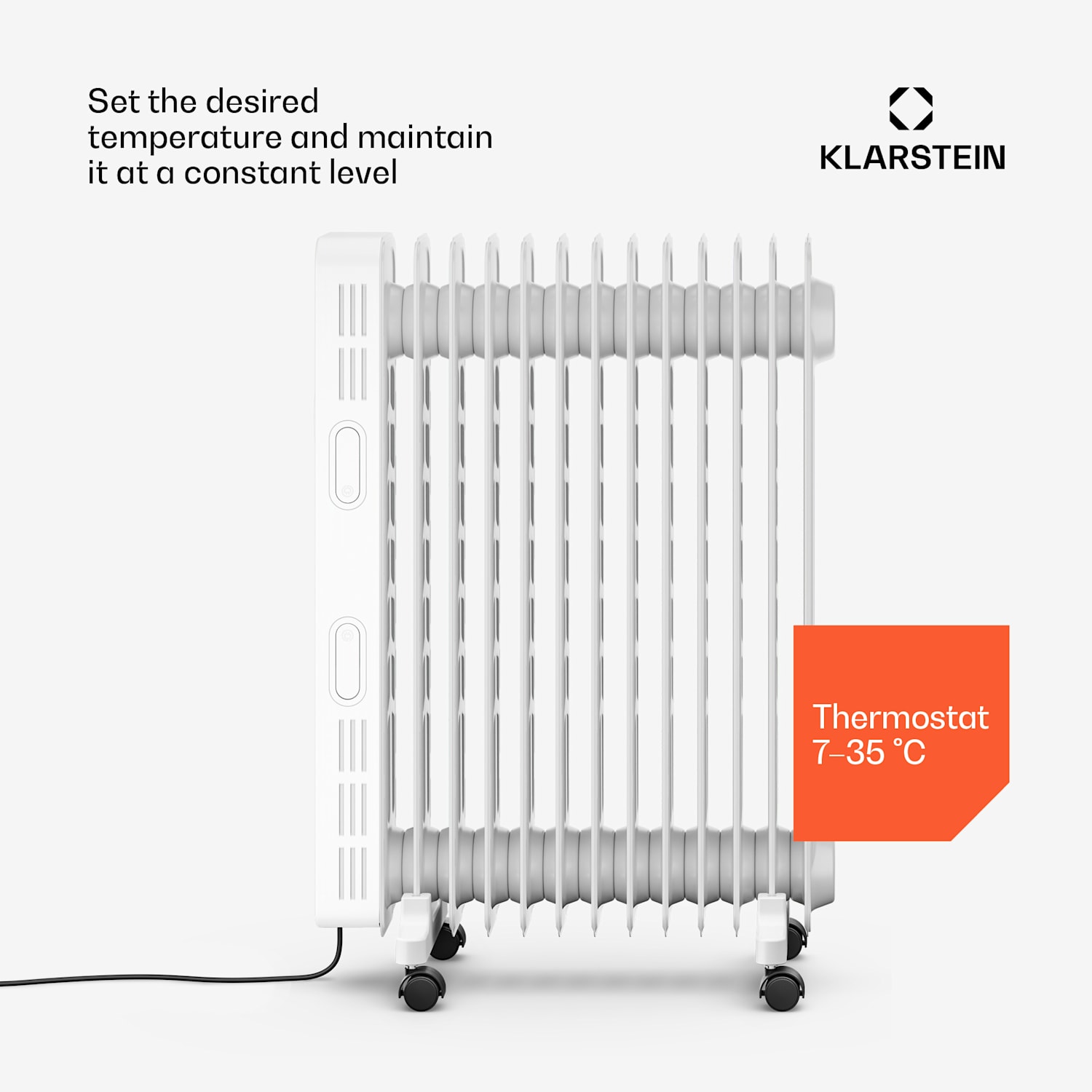 Thermaxx olieradiator | 2500 W | 25 m² | 3 standen | 7 tot 35 °C | 44 × 64 cm Wit