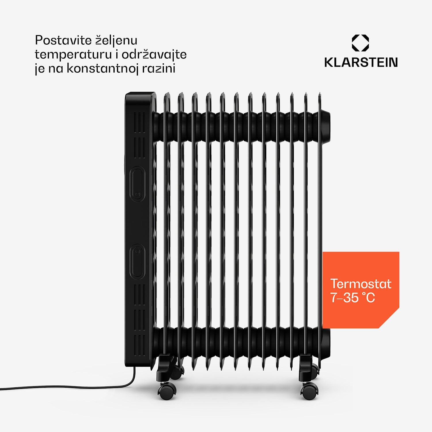 Thermaxx uljni radijator | 2500 W | 25 m² | 3 načina rada | 7 do 35 °C | 44 cm x 64 cm Crna