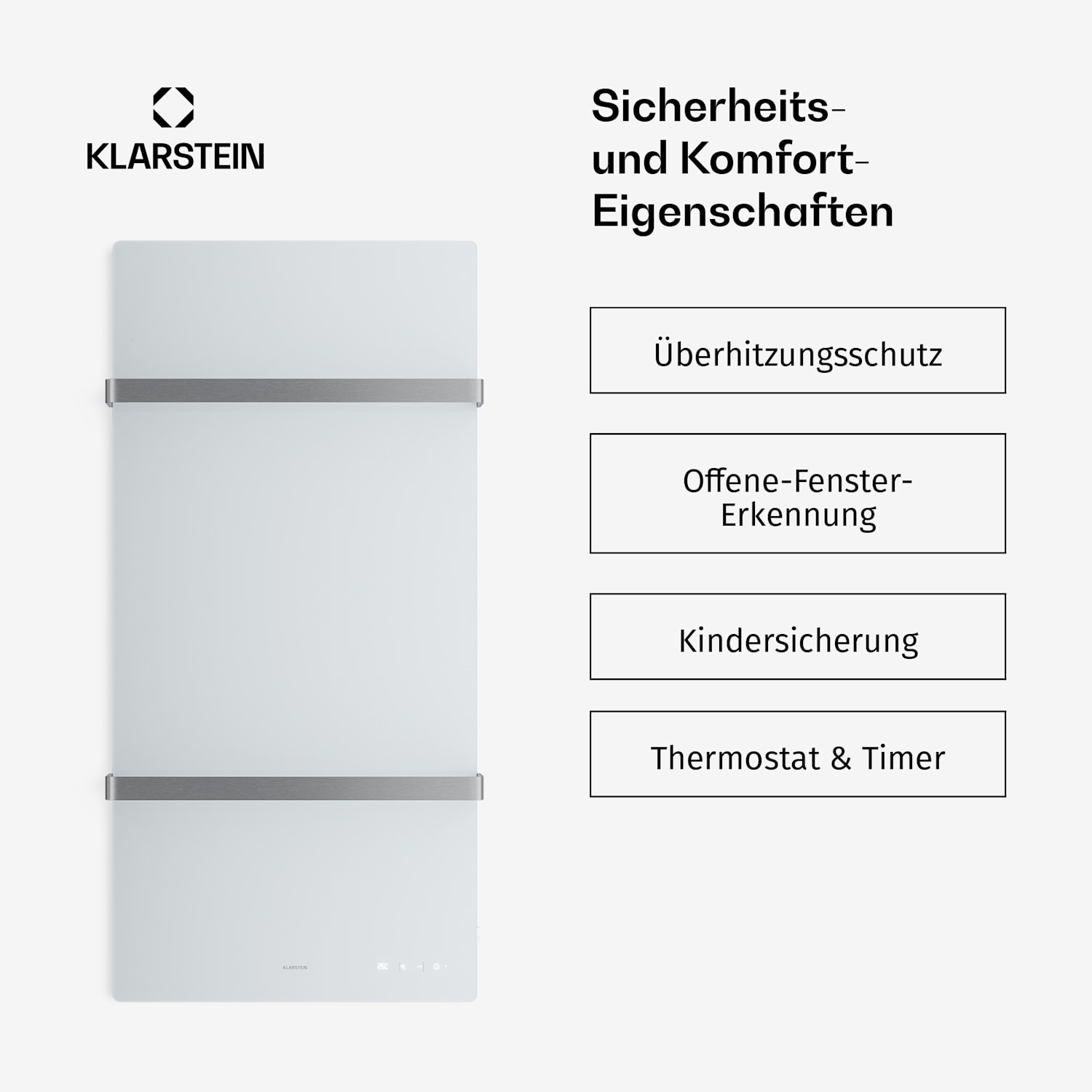 HotSpot Crystal Smart Infrarot-Panel | 800 W | 12 m² | Touch-Steuerung & Sprachassistent  Weiß
