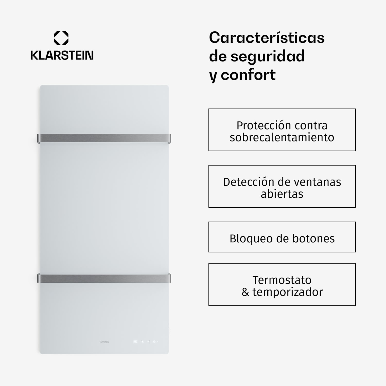 Panel de infrarrojos inteligente HotSpot Crystal | 800 W | 12 m² | Control táctil y asistente de voz.  