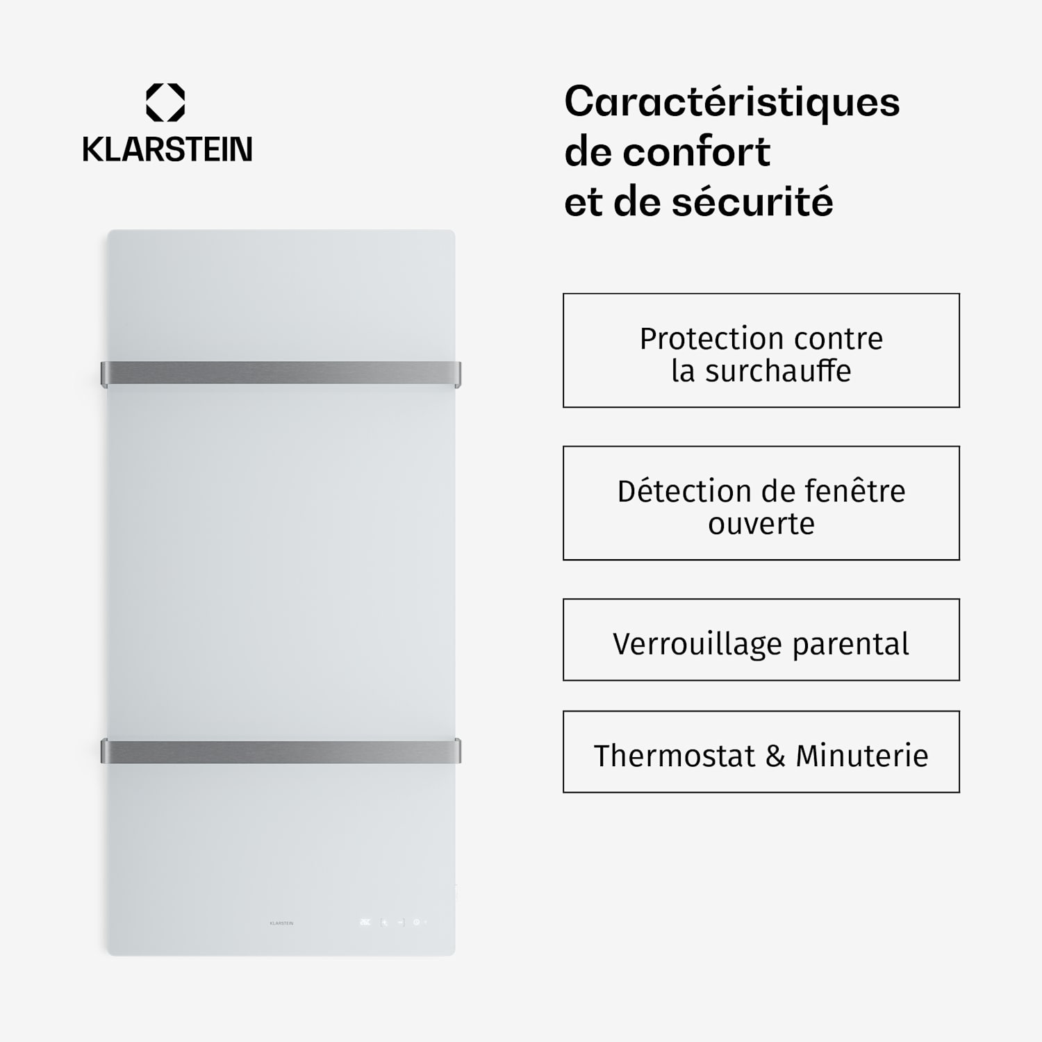 HotSpot Crystal Smart Panneau infrarouge | 800 W | 12 m² | Commandes tactiles et assistant vocal  