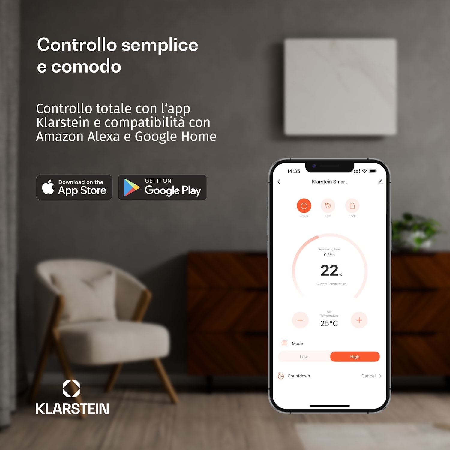HotSpot Crystal Smart Pannello radiante a infrarossi | 800 W | 12 m² | Controllo touch e assistente vocale  Bianco