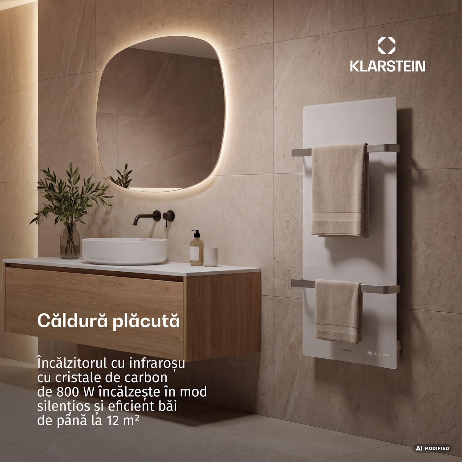 Panou infraroșu HotSpot Crystal Smart | 800 W | 12 m² | Comandă tactilă și asistent vocal  Alb