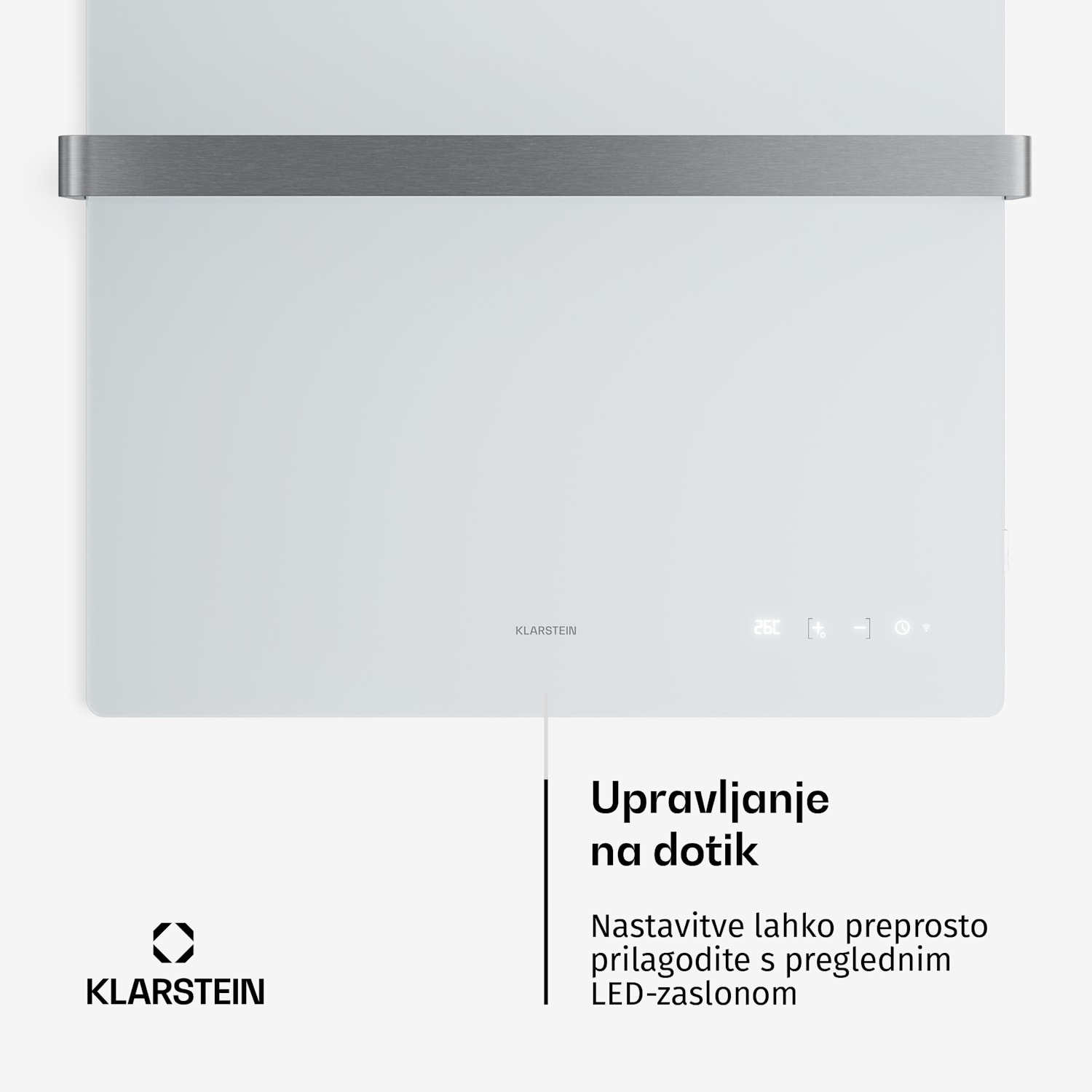 Infrardeči panel HotSpot Crystal Smart | 800 W | 12 m² | Upravljanje na dotik in glasovni pomočnik  Bela