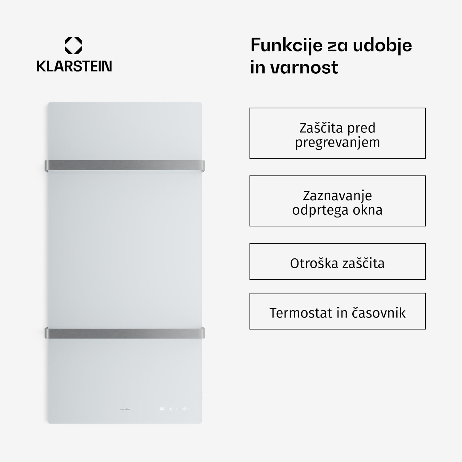 Infrardeči panel HotSpot Crystal Smart | 800 W | 12 m² | Upravljanje na dotik in glasovni pomočnik  Bela