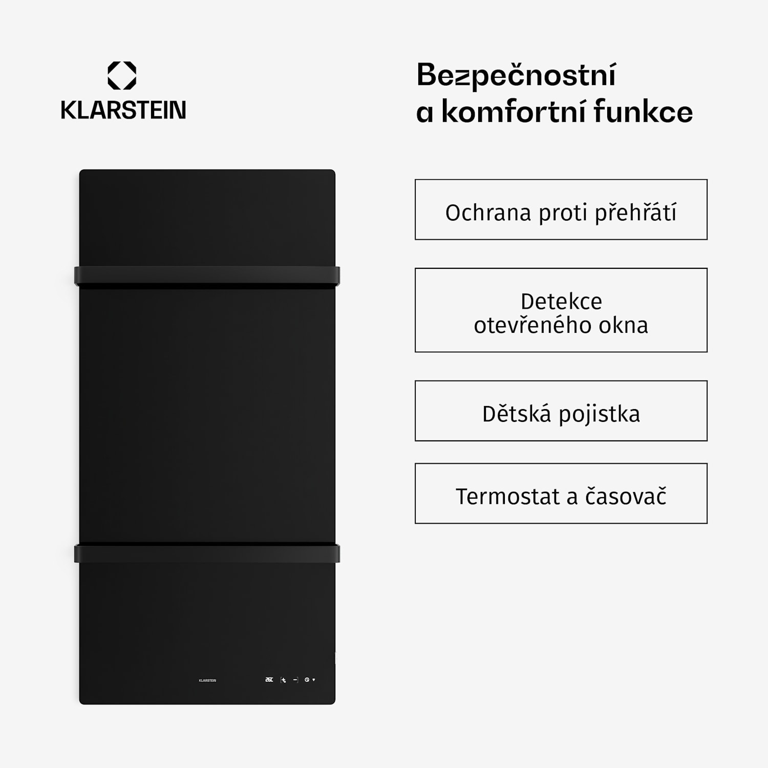 HotSpot Crystal Smart infračervený panel | 800 W | 12 m² | Dotykové ovládání a hlasový asistent Černá
