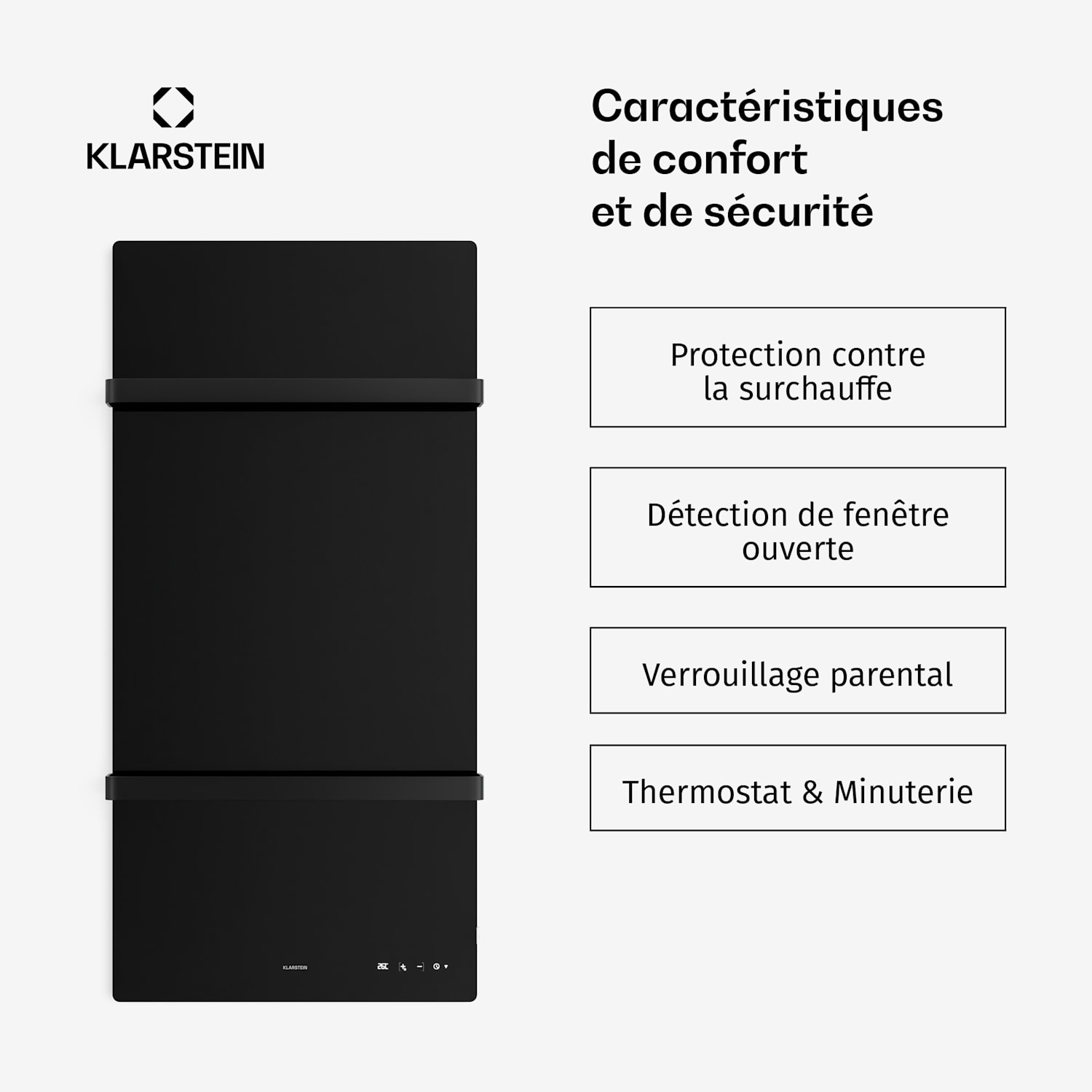 HotSpot Crystal Smart infraroodpaneel | 800 W | 12 m² | touchbediening & spraakassistent Zwart