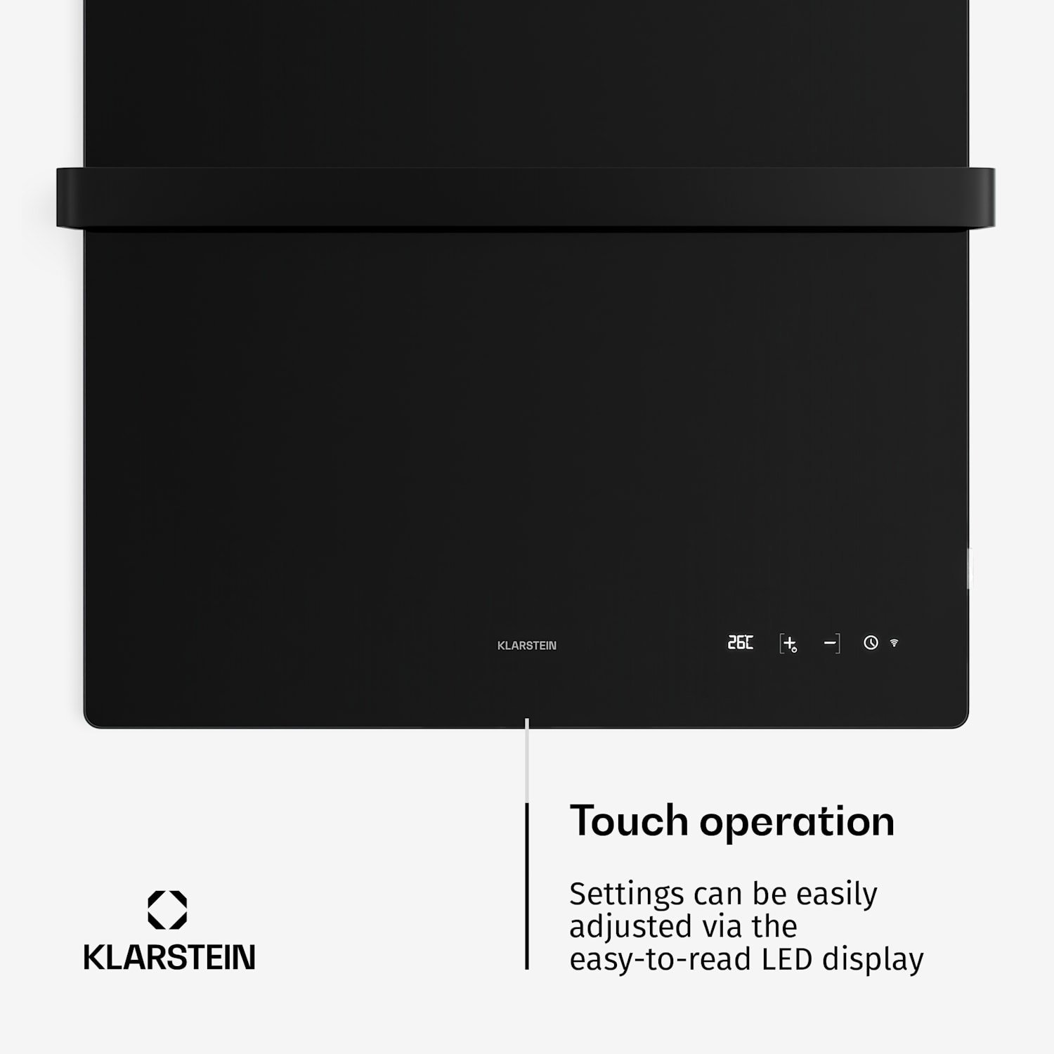 Painel de infravermelhos inteligente HotSpot Crystal | 800 W | 12 m² | Comandos touch & Assistente de voz Preto