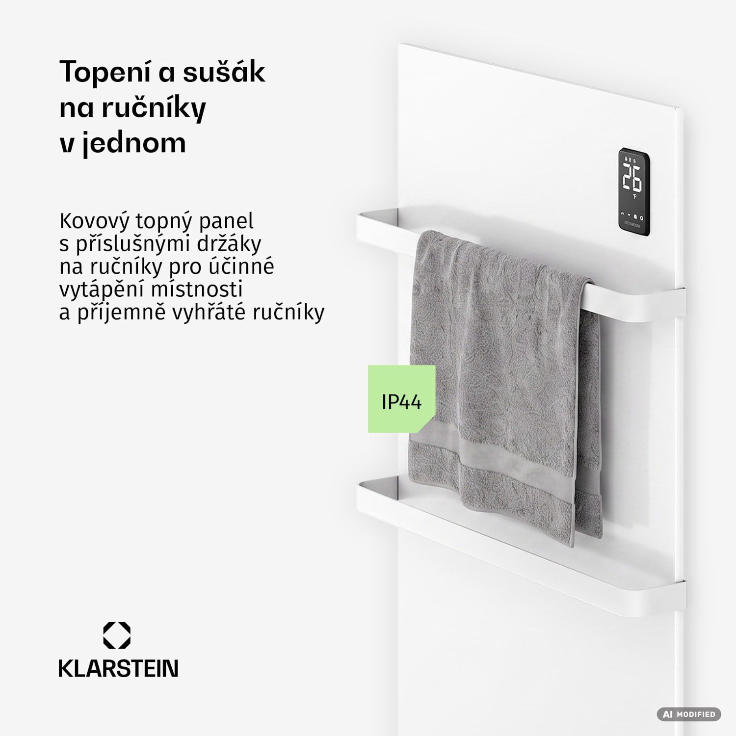 Infračervený panel BathRadiant Smart | 600 W | 10 m² | Dotykové ovládání a hlasový asistent  Bílá