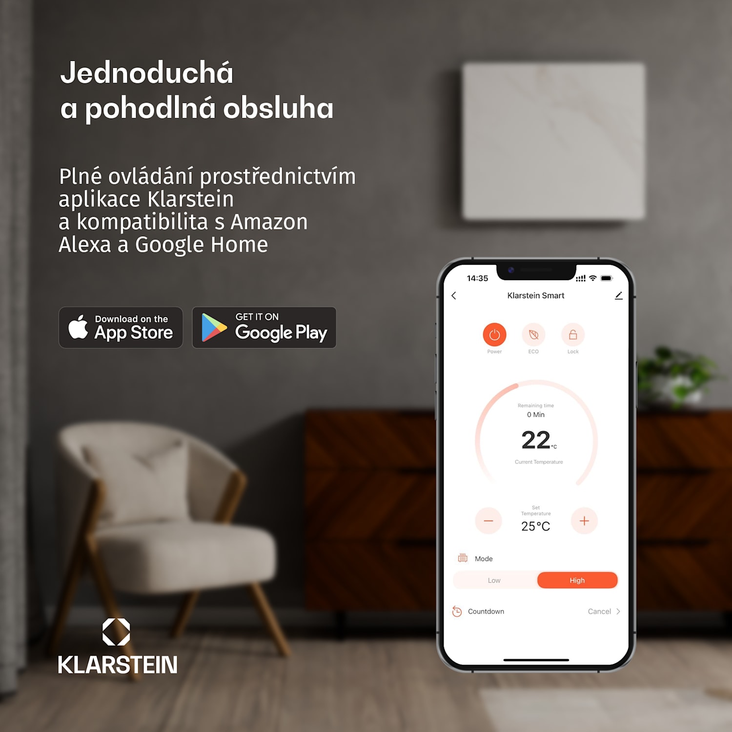 Infračervený panel BathRadiant Smart | 600 W | 10 m² | Dotykové ovládání a hlasový asistent  Bílá