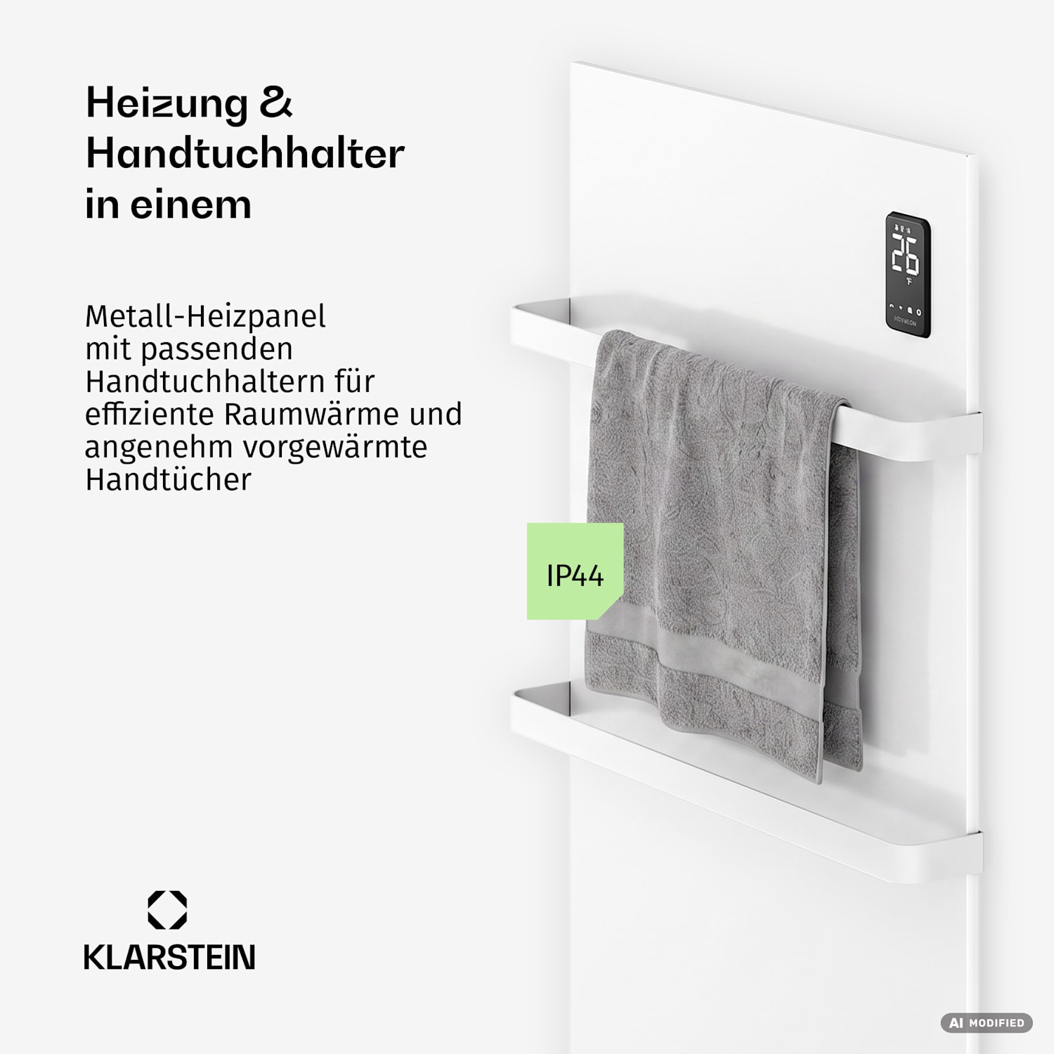 BathRadiant Smart Infrarot-Panel | 600 W | 10 m² | Touch-Steuerung & Sprachassistent  Weiß