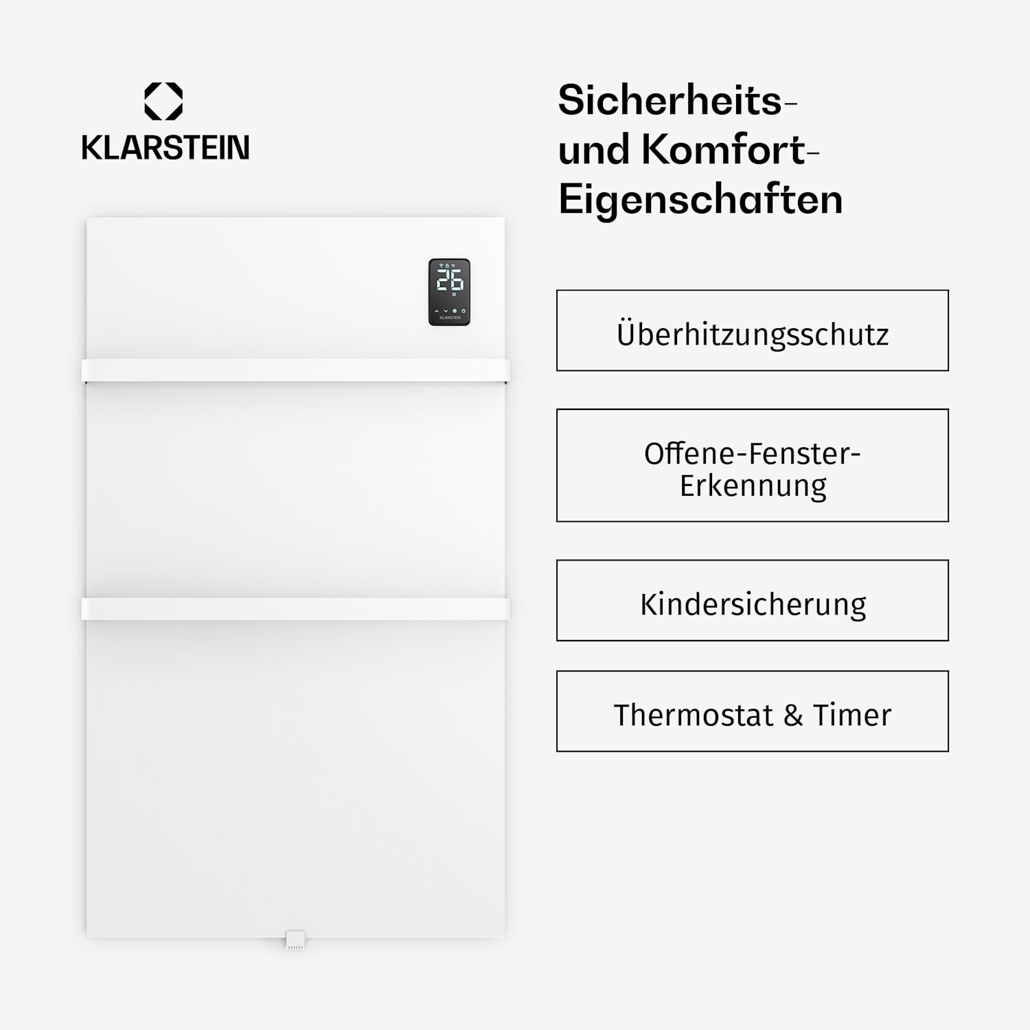 BathRadiant Smart Infrarot-Panel | 600 W | 10 m² | Touch-Steuerung & Sprachassistent  Weiß