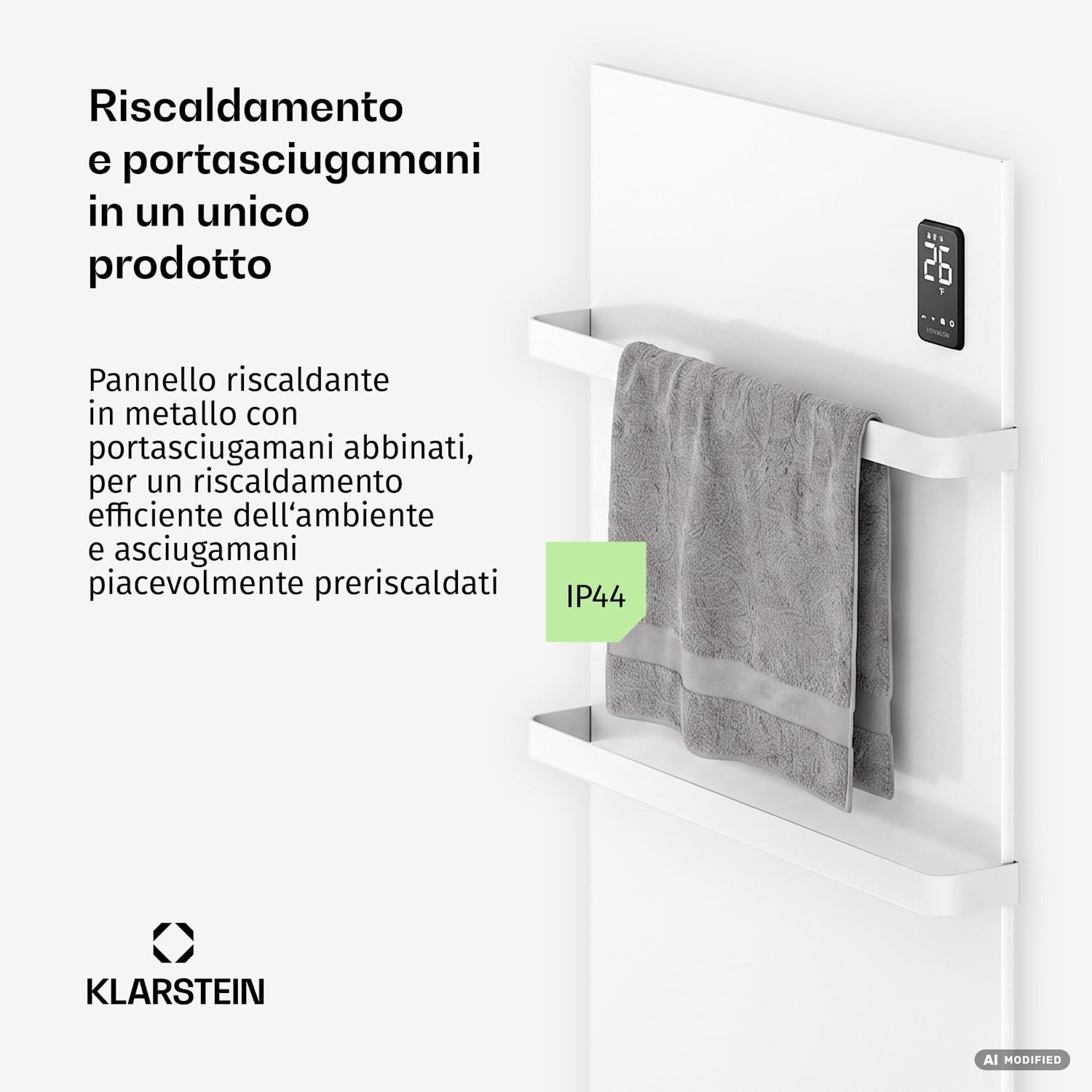 BathRadiant Smart Pannello radiante a infrarossi | 600 W | 10 m² | Comando touch e assistente vocale  Bianco