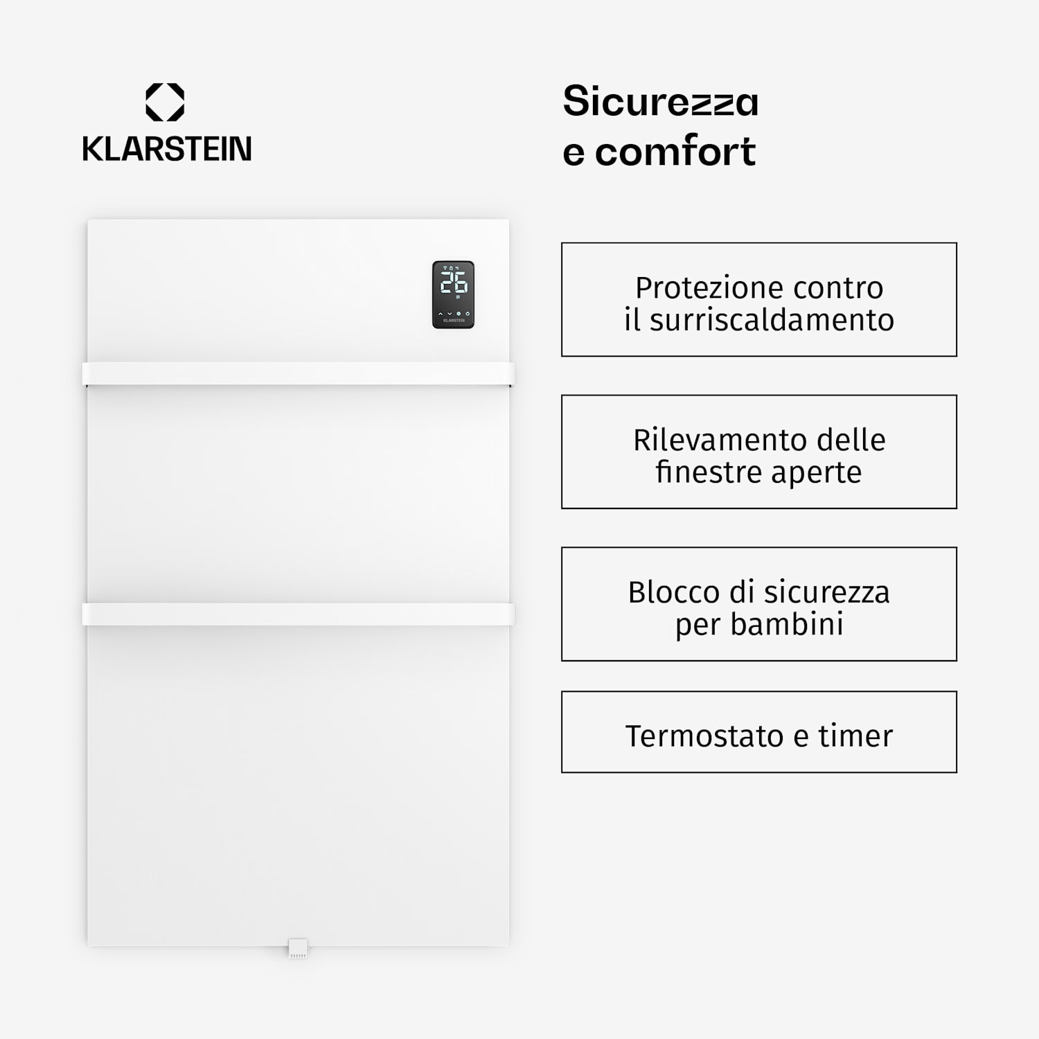 BathRadiant Smart Pannello radiante a infrarossi | 600 W | 10 m² | Comando touch e assistente vocale  Bianco