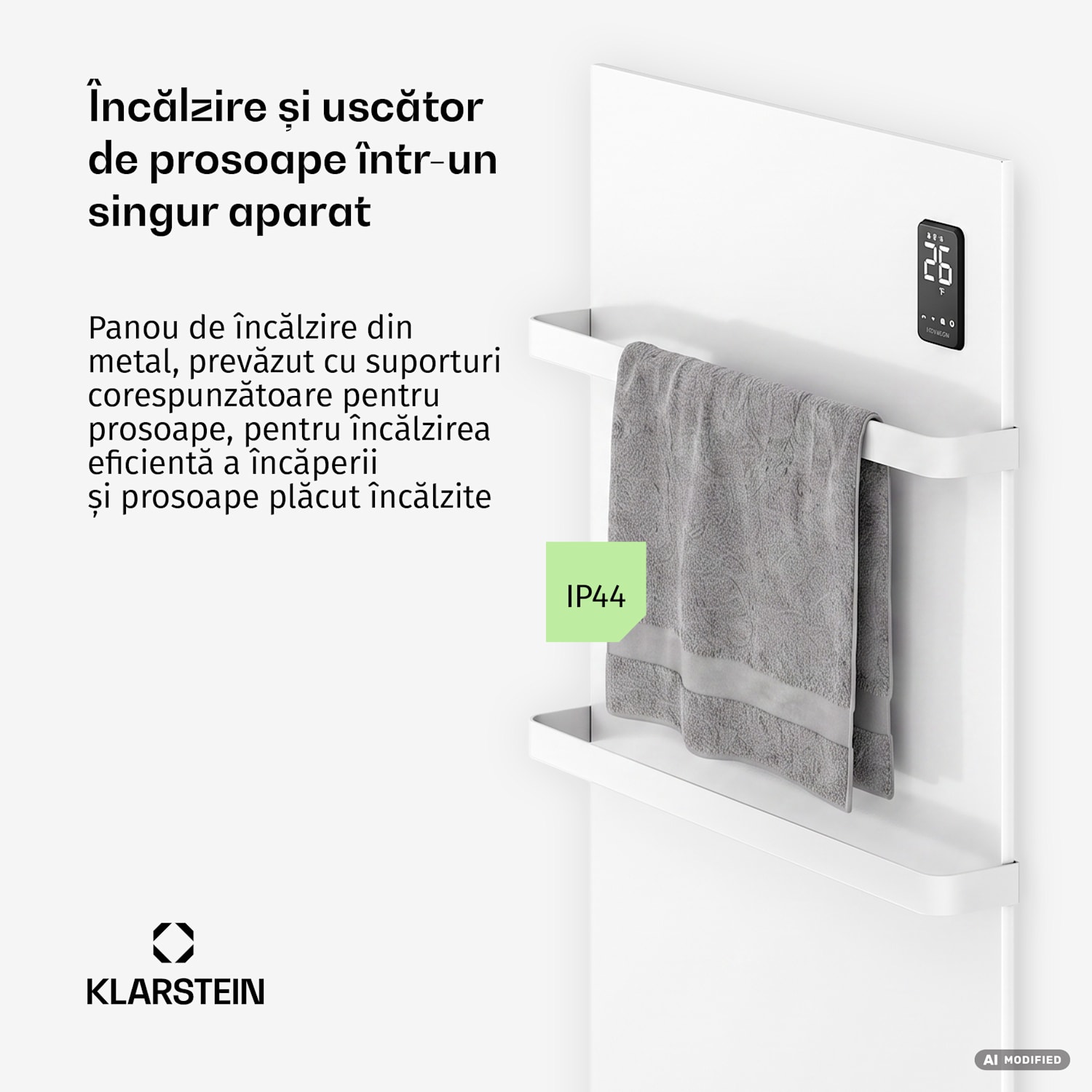 Panou infraroșu BathRadiant Smart | 600 W | 10 m² | Comandă tactilă și asistent vocal  Alb