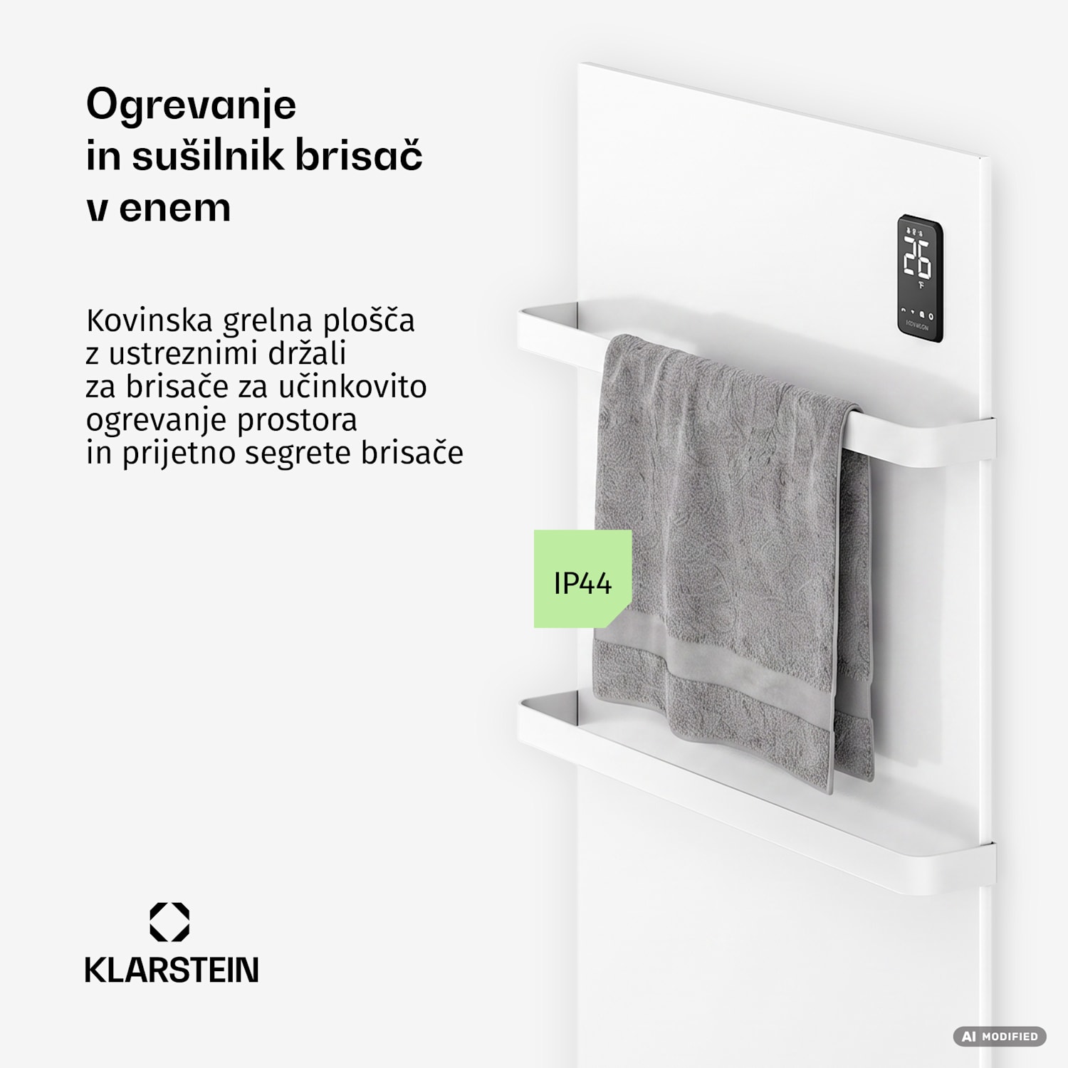 BathRadiant Smart infrardeča plošča | 600 W | 10 m² | Upravljalnik na dotik in glasovni pomočnik  Bela