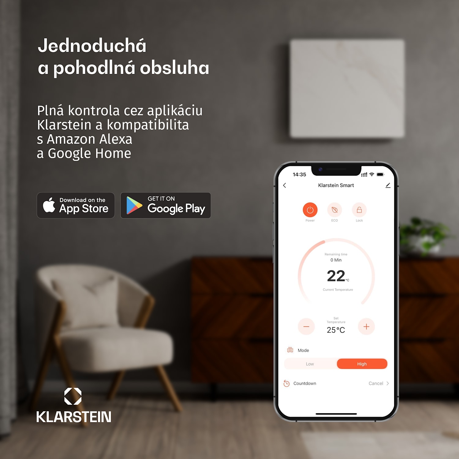 BathRadiant Smart infračervený panel | 600 W | 10 m² | Dotykové ovládanie a hlasový asistent  Čierna
