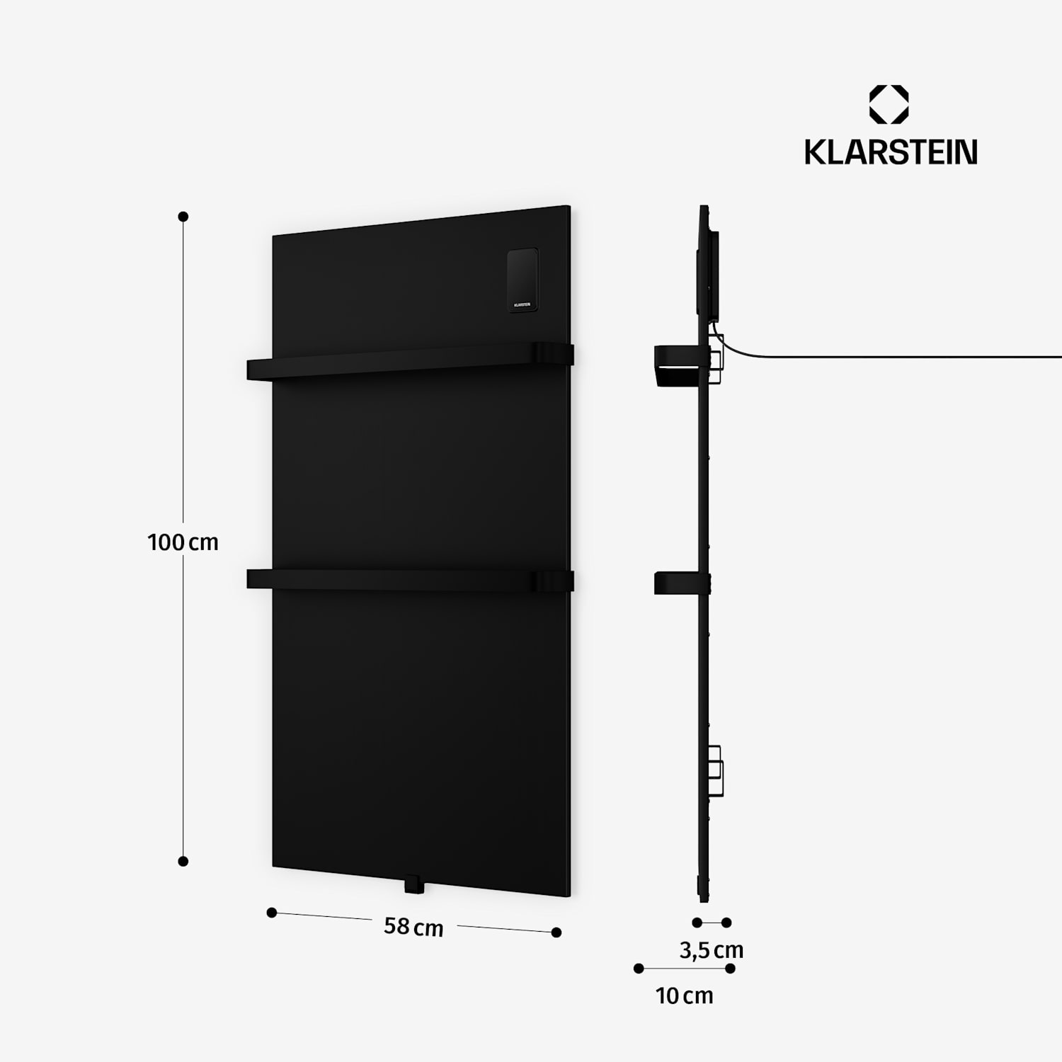 BathRadiant Smart Pannello radiante a infrarossi | 600 W | 10 m² | Comando touch e assistente vocale  Nero