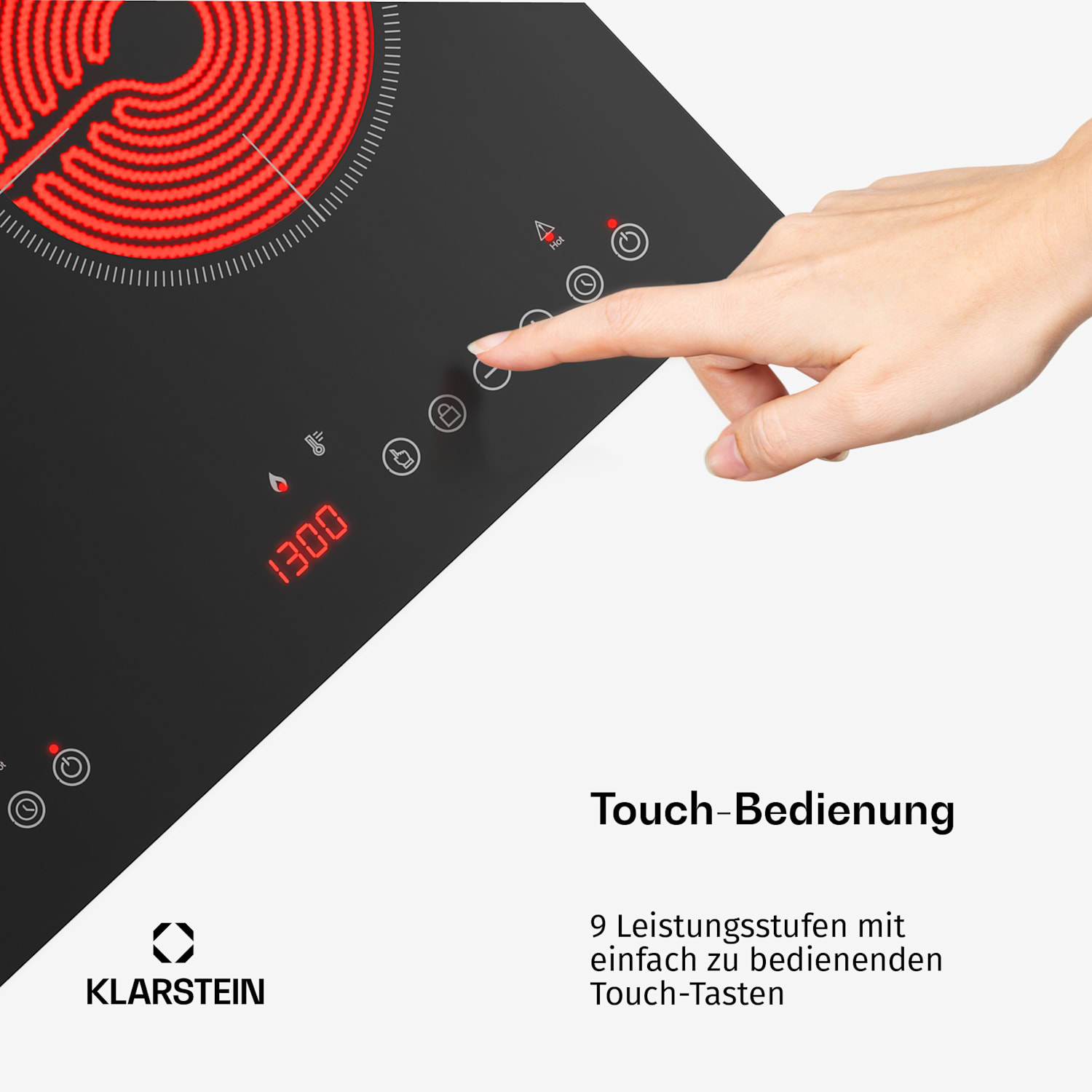 Mistercook Infrarot-Kochplatte | 2 Kochzonen | 3100 W | 9 Leistungsstufen | Touch-Steuerung 
