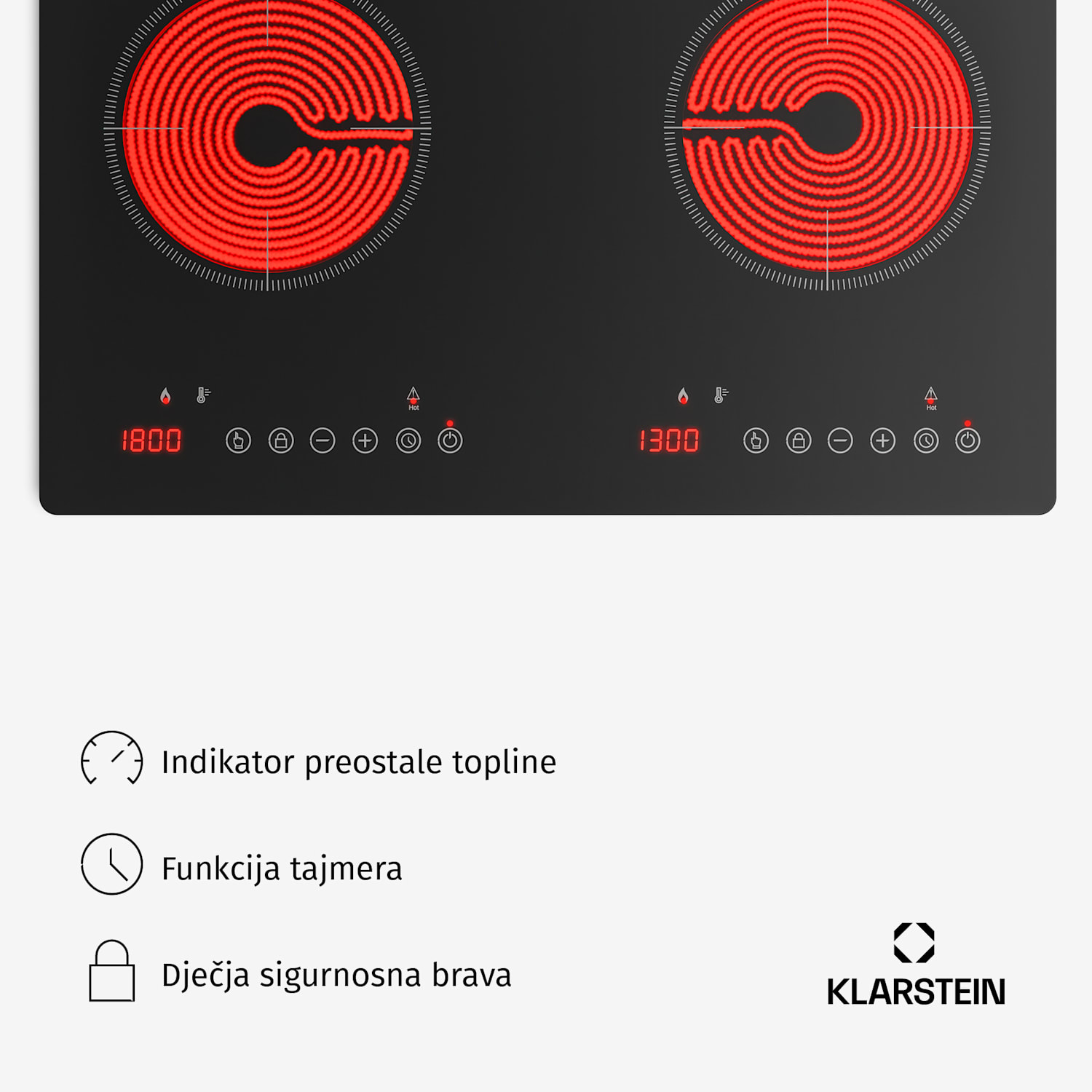 Mistercook infracrvena ploča za kuhanje | 2 zone kuhanja | 3100 W | 9 razina snage | upravljanje na dodir 