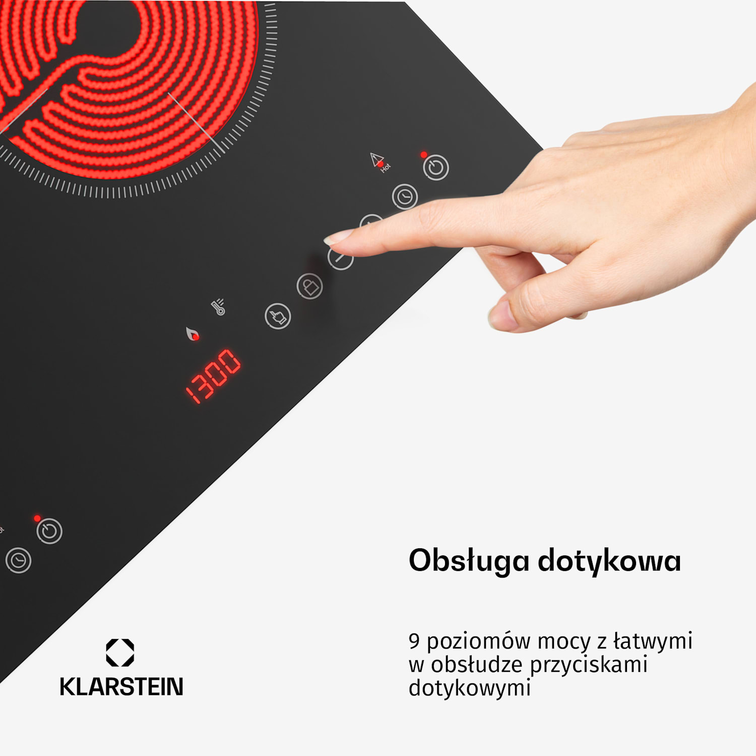 Płyta grzewcza na podczerwień Mistercook | 2 strefy grzewcze | 3100 W | 9 poziomów mocy | Sterowanie dotykowe 