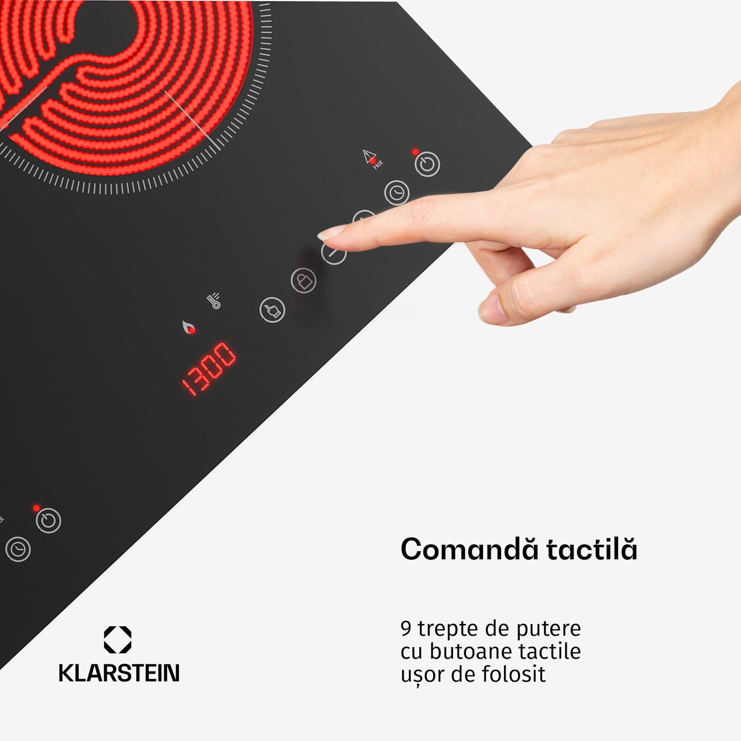 Plită cu infraroșu Mistercook | 2 zone de gătit | 3100 W | 9 trepte de putere | Control tactil 