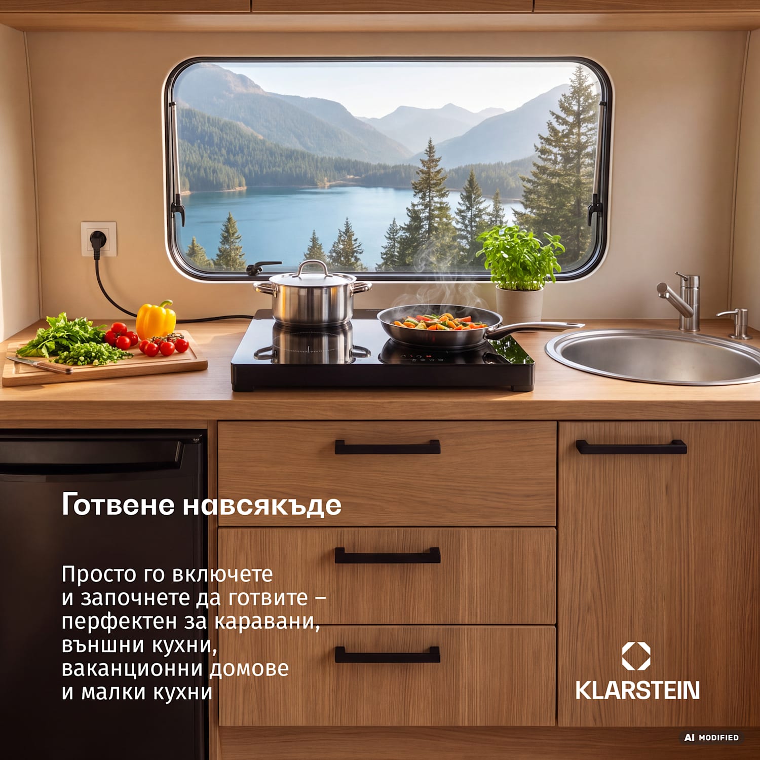 Индукционна готварска плоча TrinityCook | 4 готварски зони | 3500 W | 9 степени на мощност | Сензорно управление 