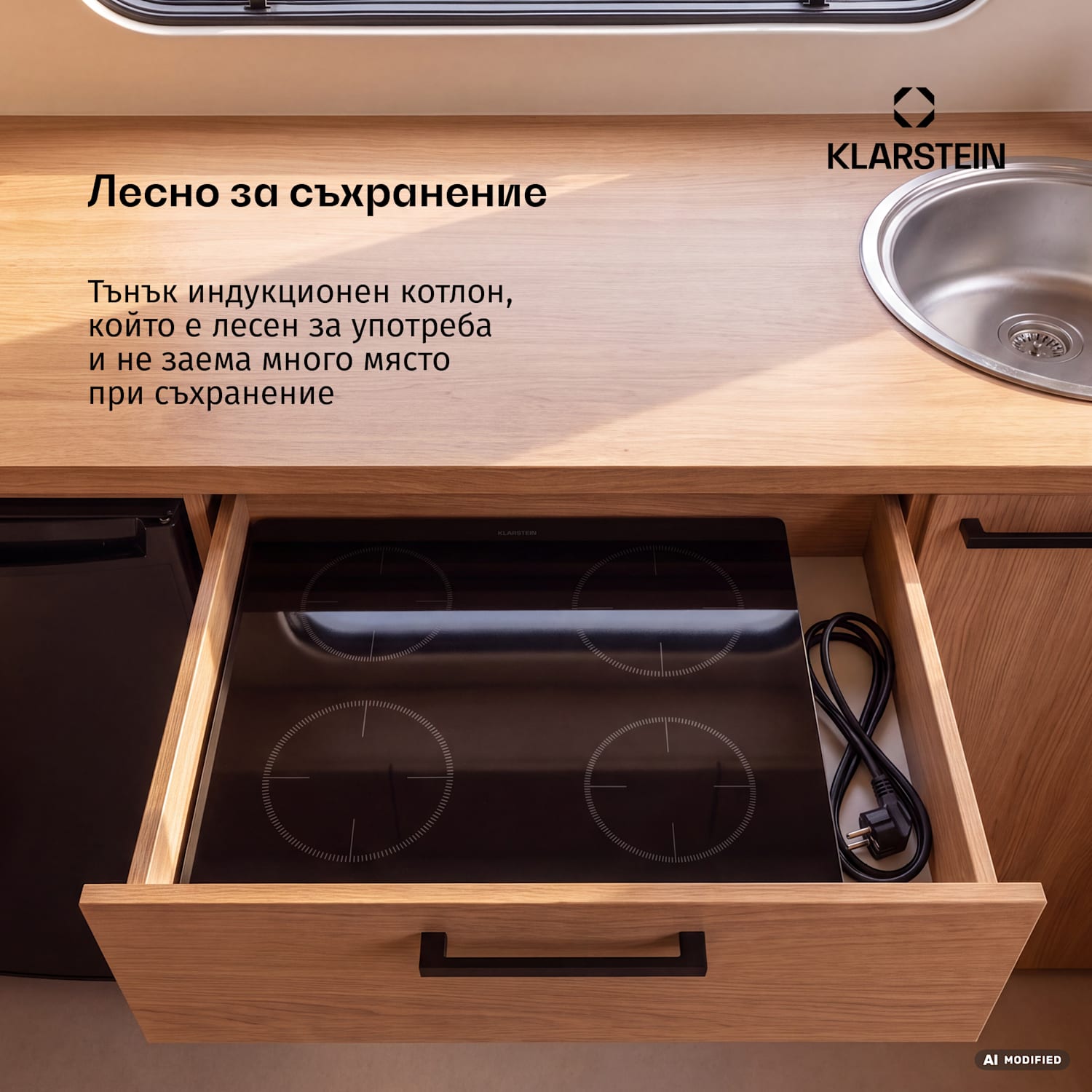 Индукционна готварска плоча TrinityCook | 4 готварски зони | 3500 W | 9 степени на мощност | Сензорно управление 